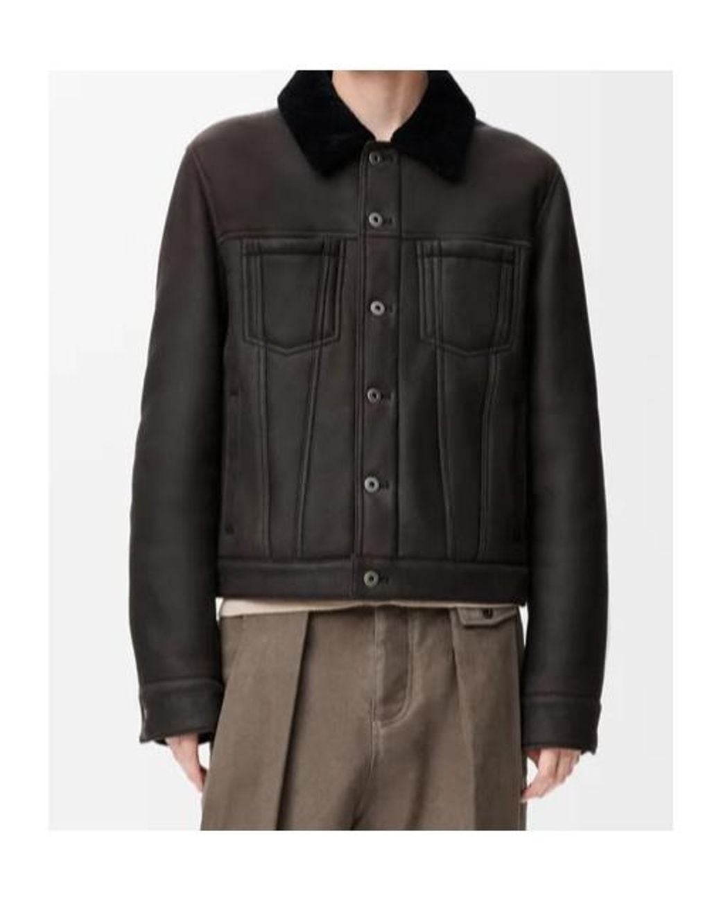 Loewe Black Button Shearling Trucker Jacket