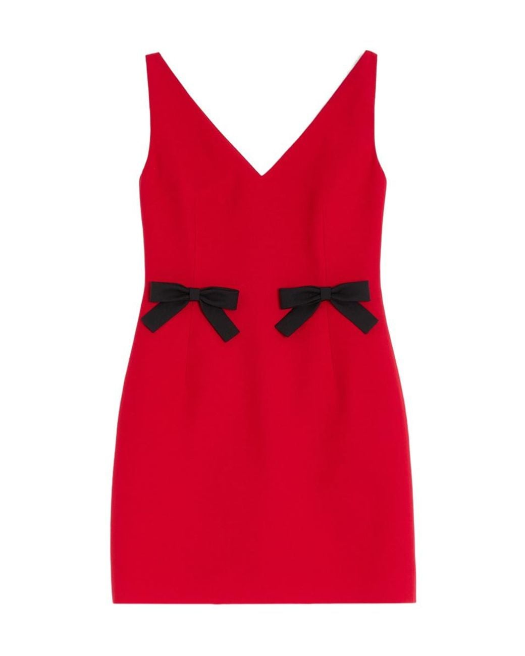 Valentino Red Bow V-Neck Mini Dress