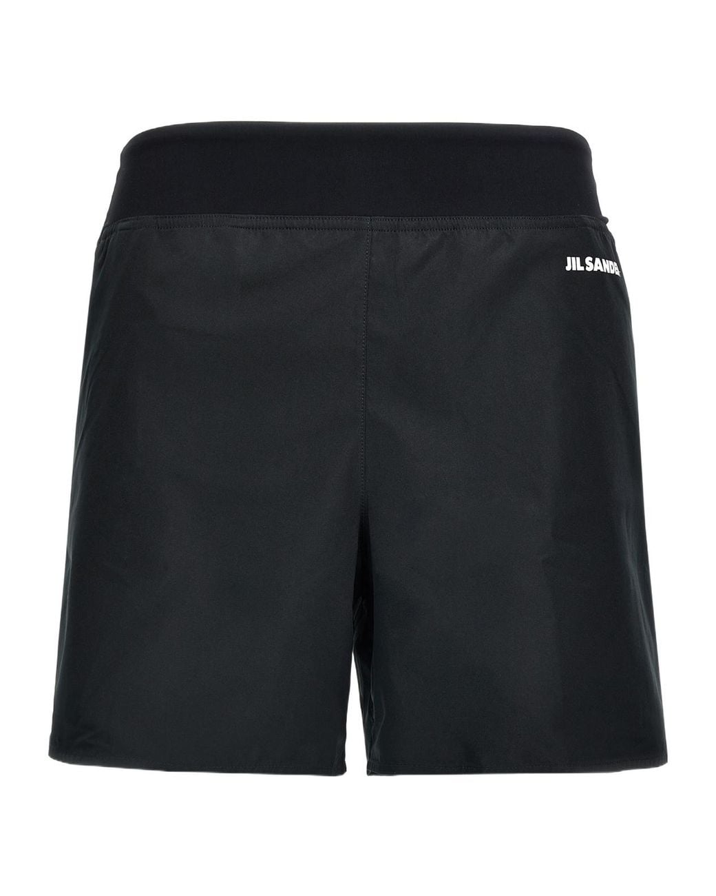 Jil Sander Black Logo Printed Elastic Waistband Shorts