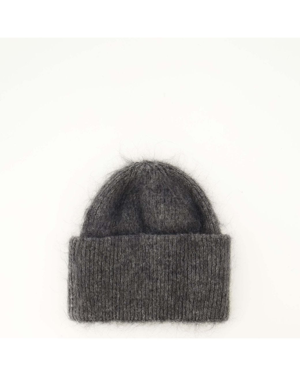 AMI Gray Ami Logo Patch Knitted Beanie for men