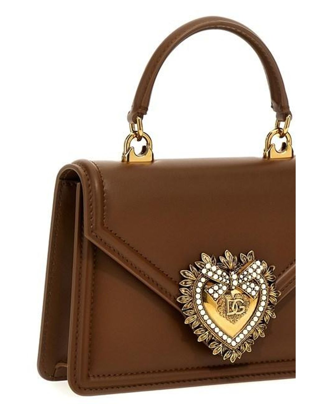 Dolce & Gabbana Brown Devotion Embellished Small Tote Bag