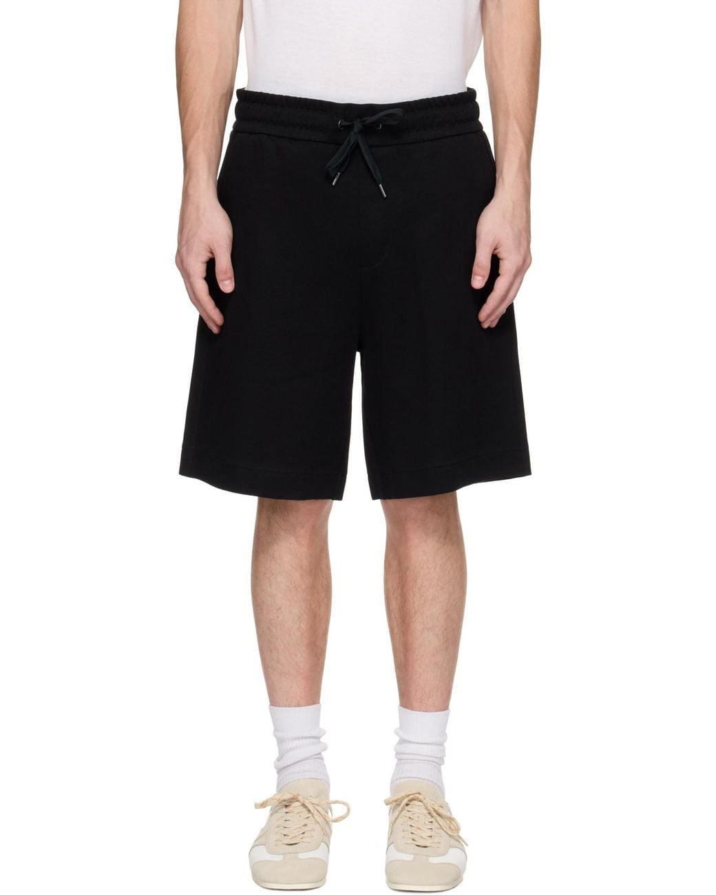 Boss Black Drawstring Cotton Shorts for men