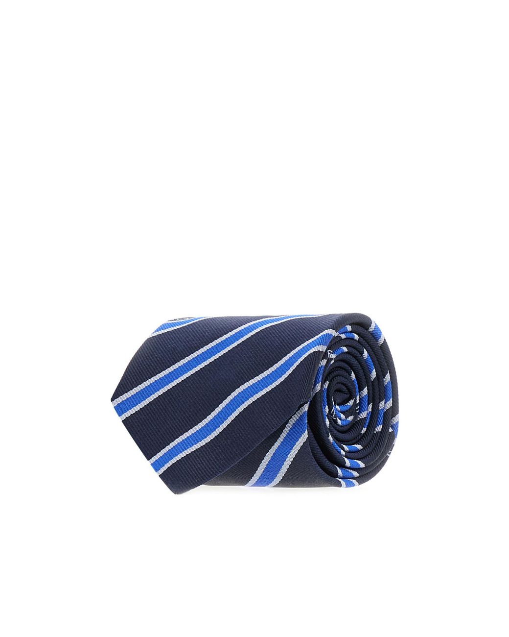 Etro Blue Logo-Printed Pointed Tip Striped Tie for men