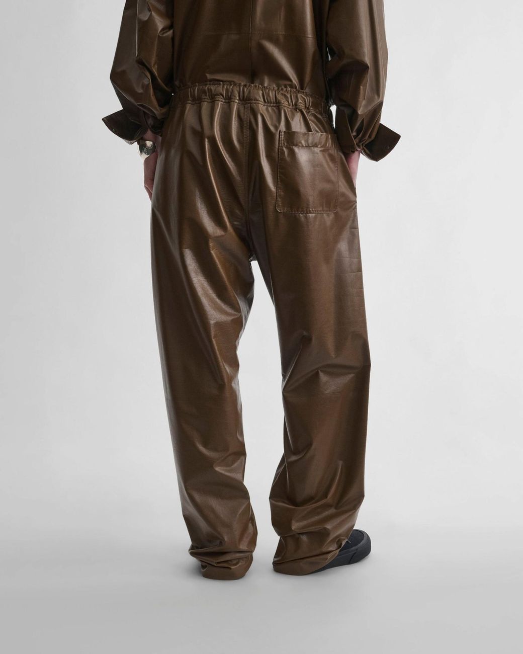Phoebe Philo Brown Casual Leather Trousers