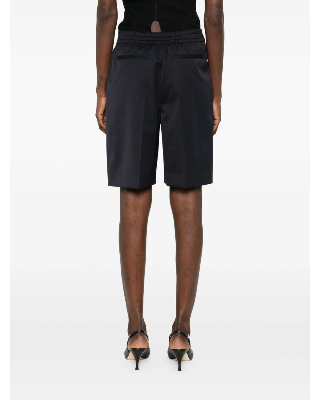 Victoria Beckham Black Pleated-Front Shorts