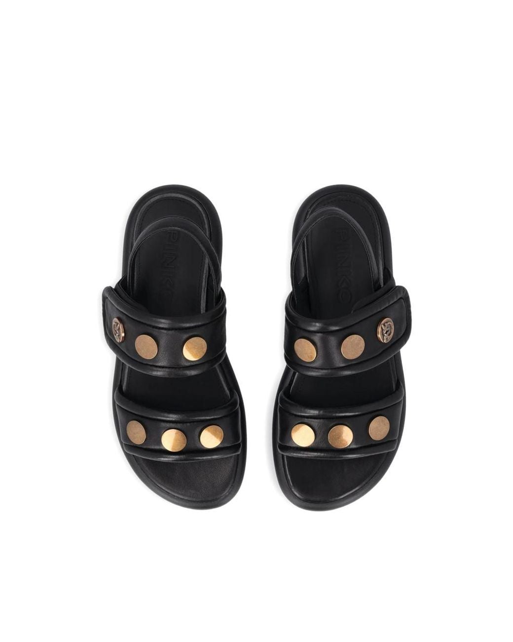 Pinko Black Studded Leather Sandals