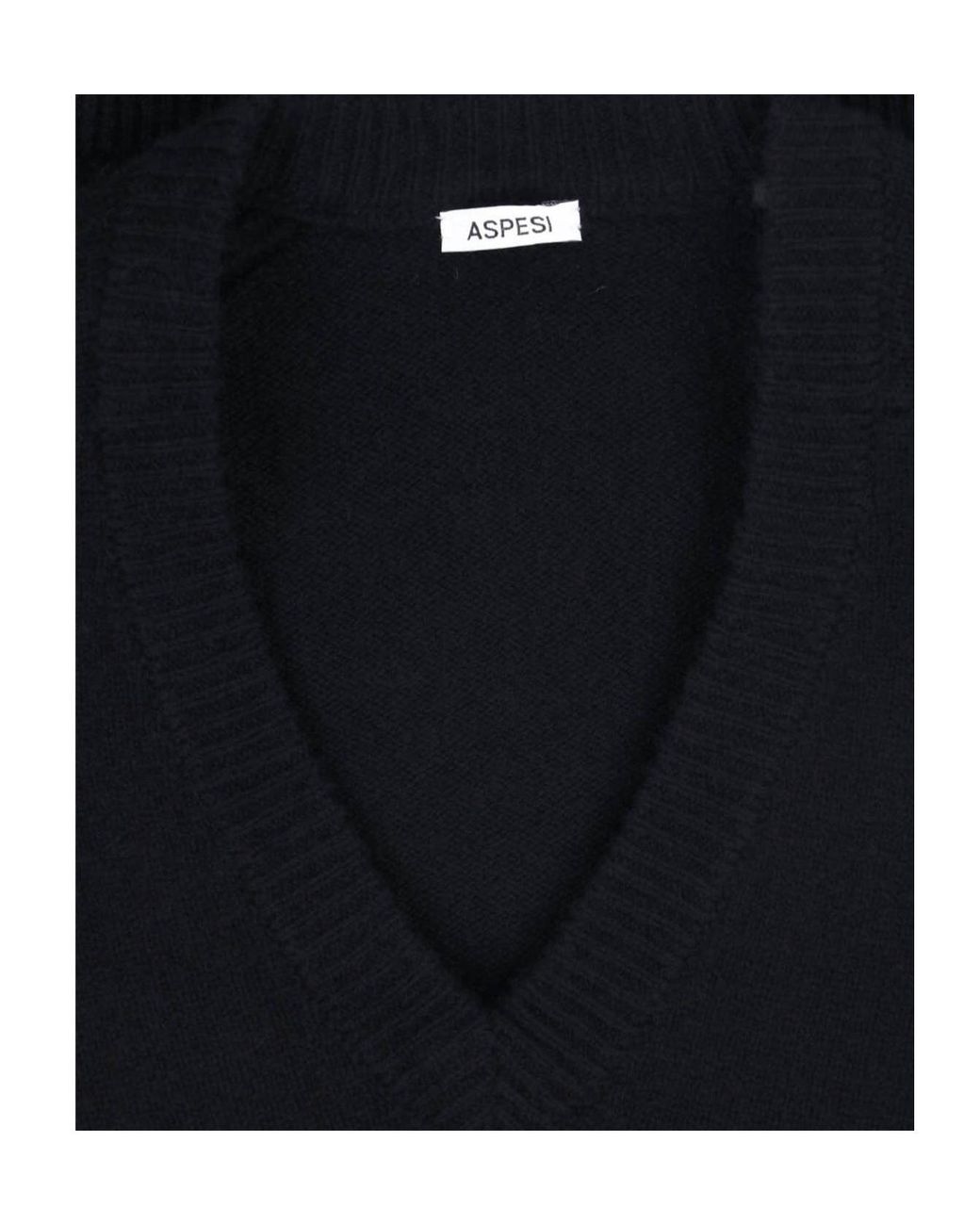 Aspesi Black V-Neck Knitted Sweater