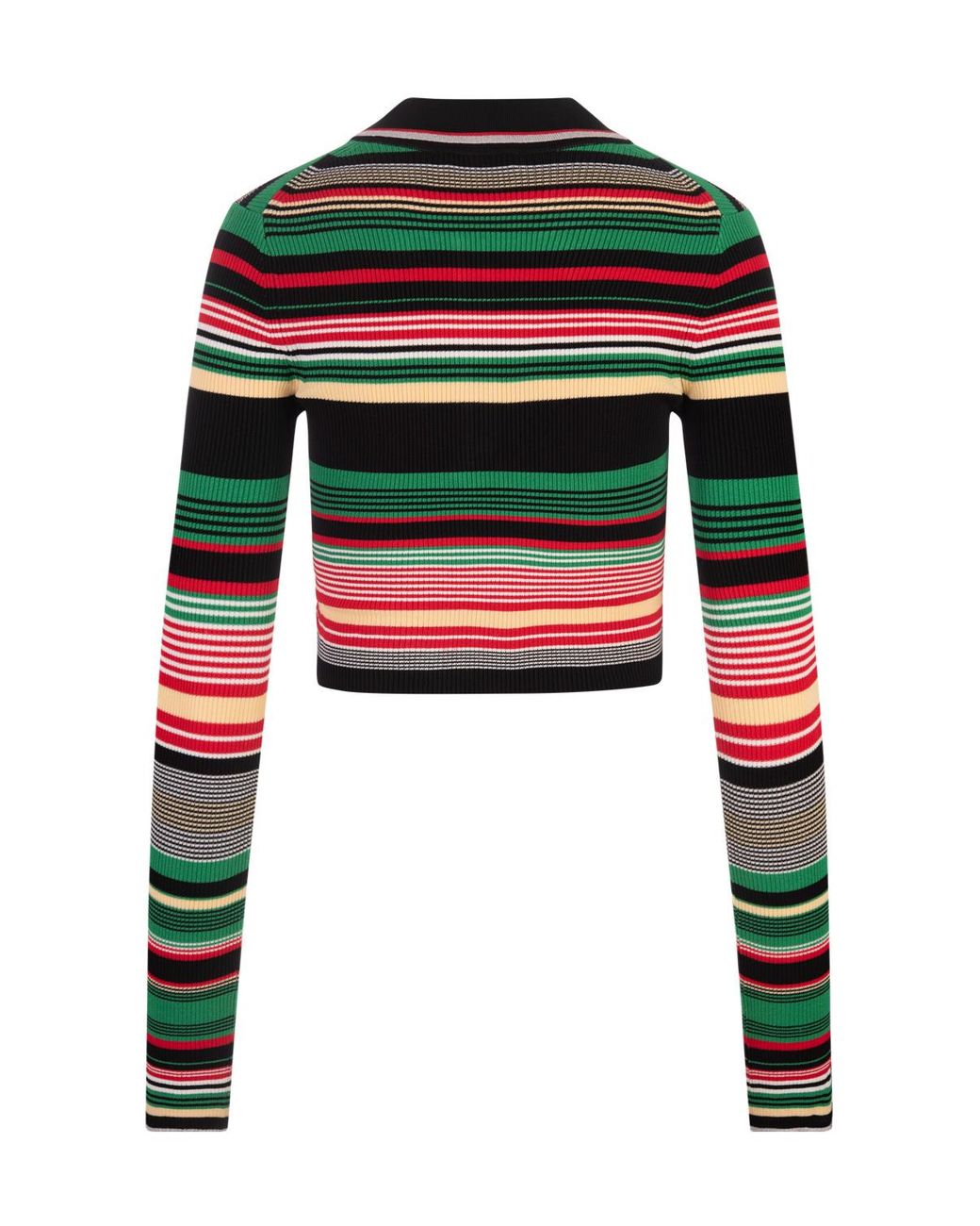 Rabanne Black Striped Knitted Polo Top