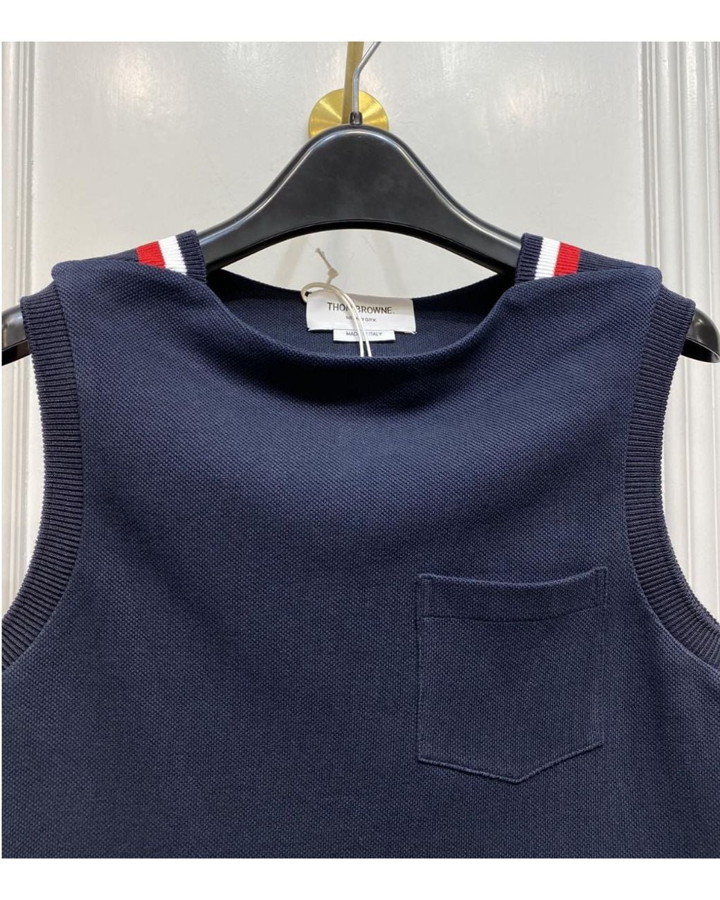 Thom Browne Black Rwb-Stripe Sleeveless Top