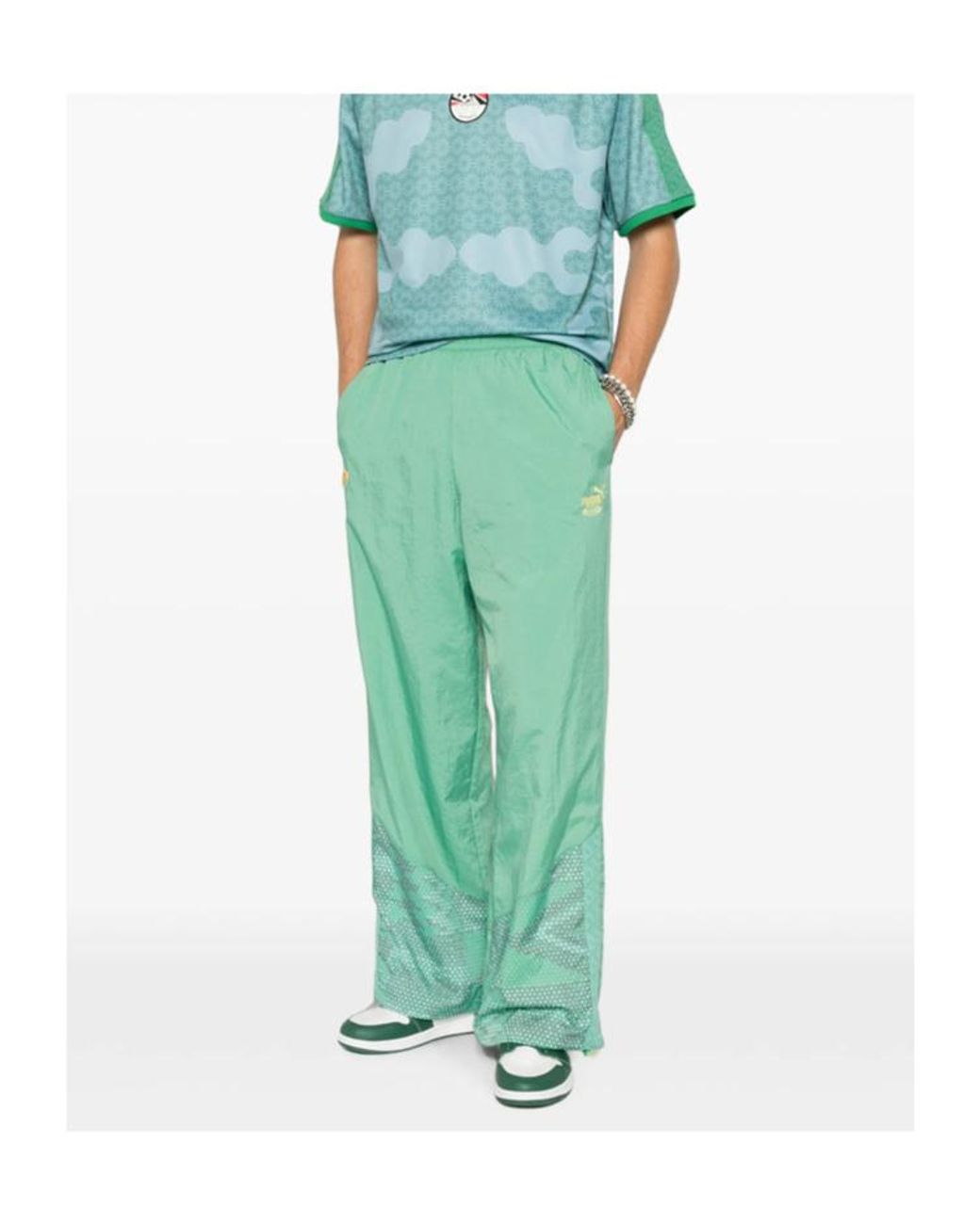 PUMA Green Logo-Embroidered Track Pants for men