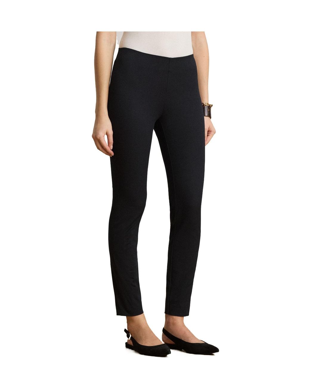 Ralph Lauren Black Solid Color Skinny Trousers