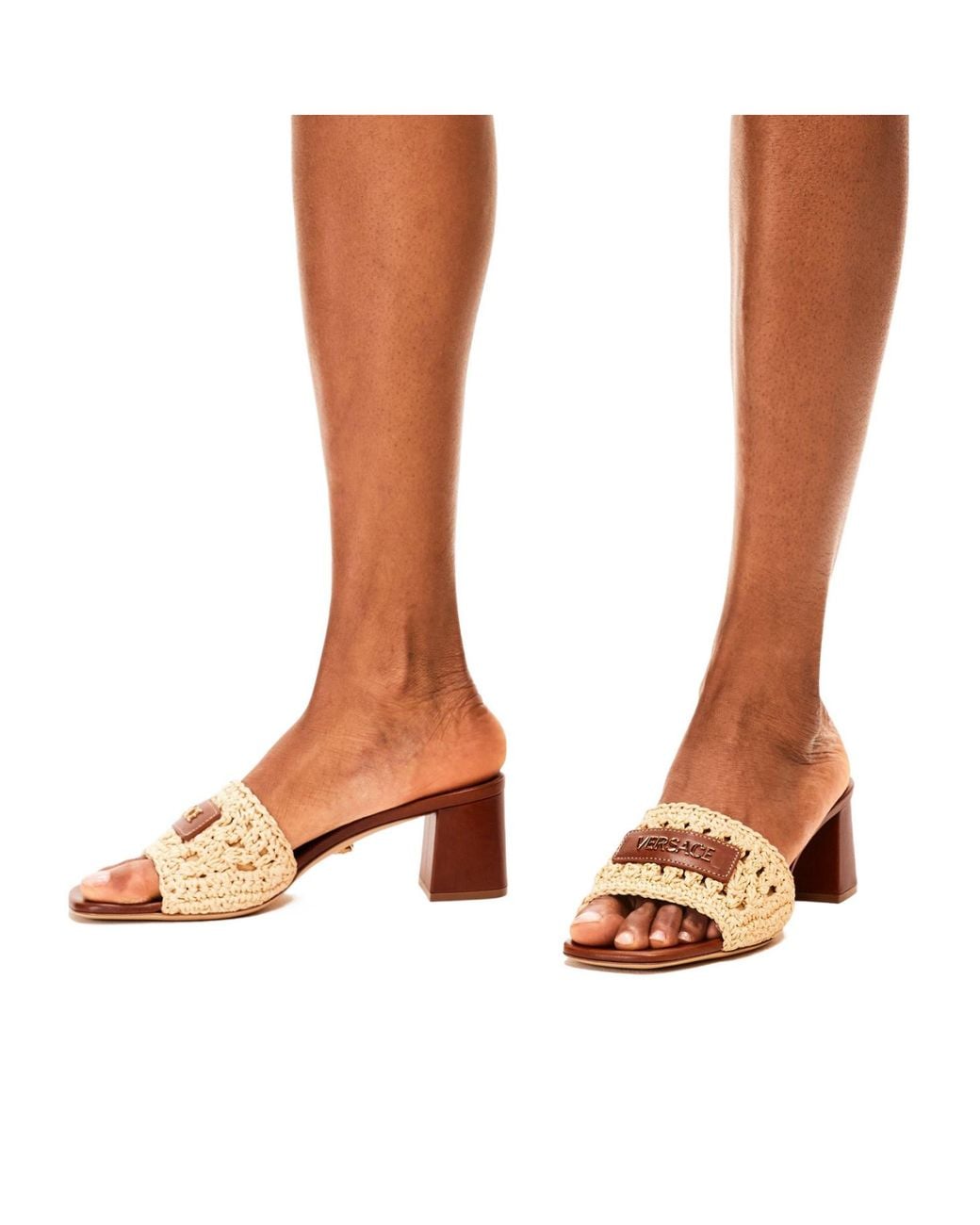 Versace Natural Heeled Mules