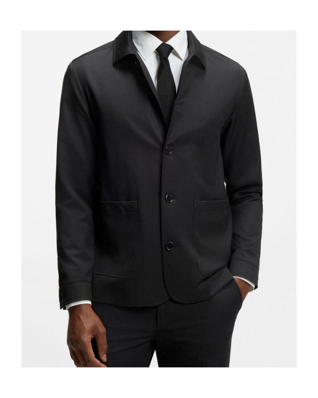 Boss Black Buttoned Patch-Pocket Jacket for men