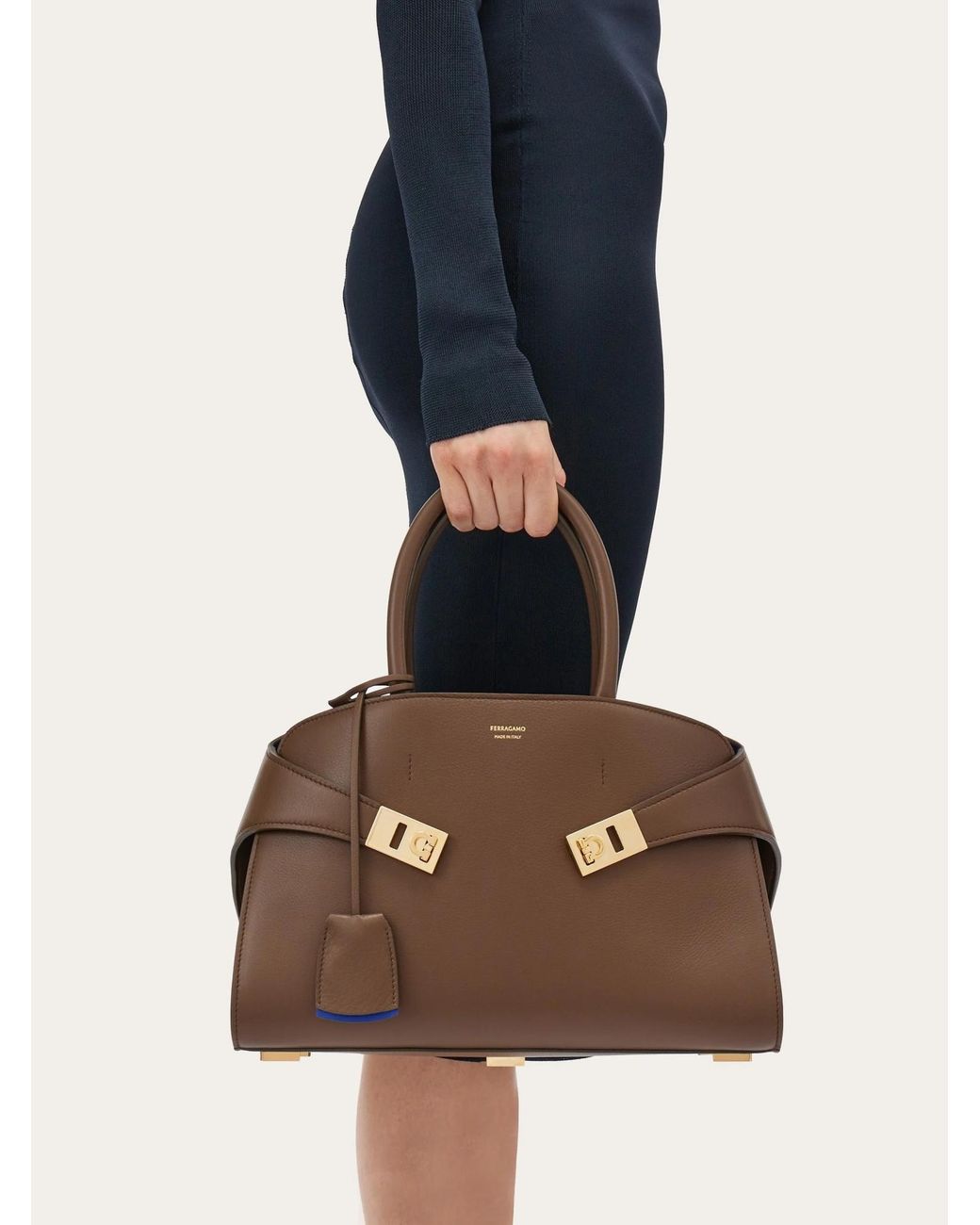 Ferragamo Brown Logo Buckle Shoulder Bag