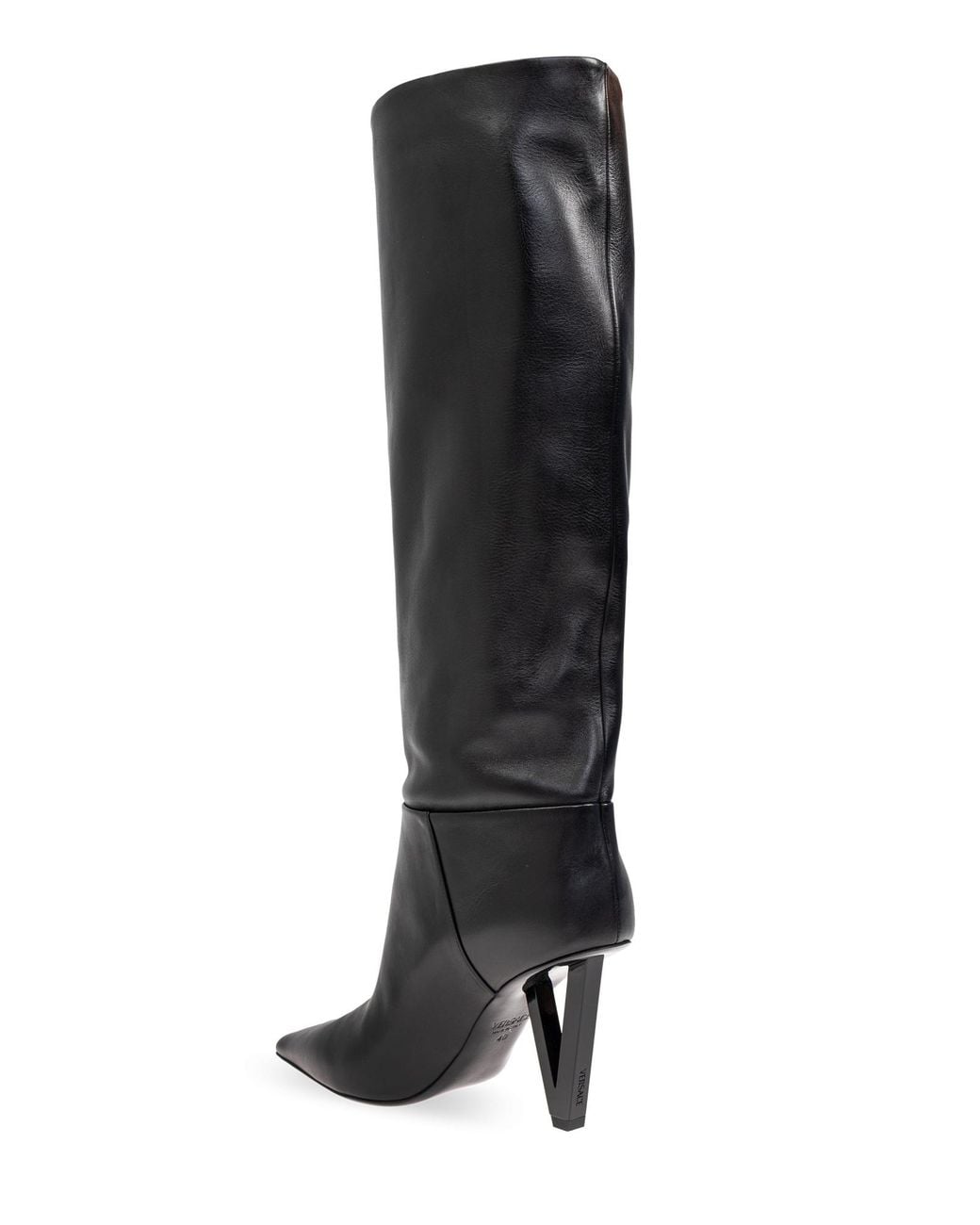 Versace Black Pointed-Toe Heeled Boots