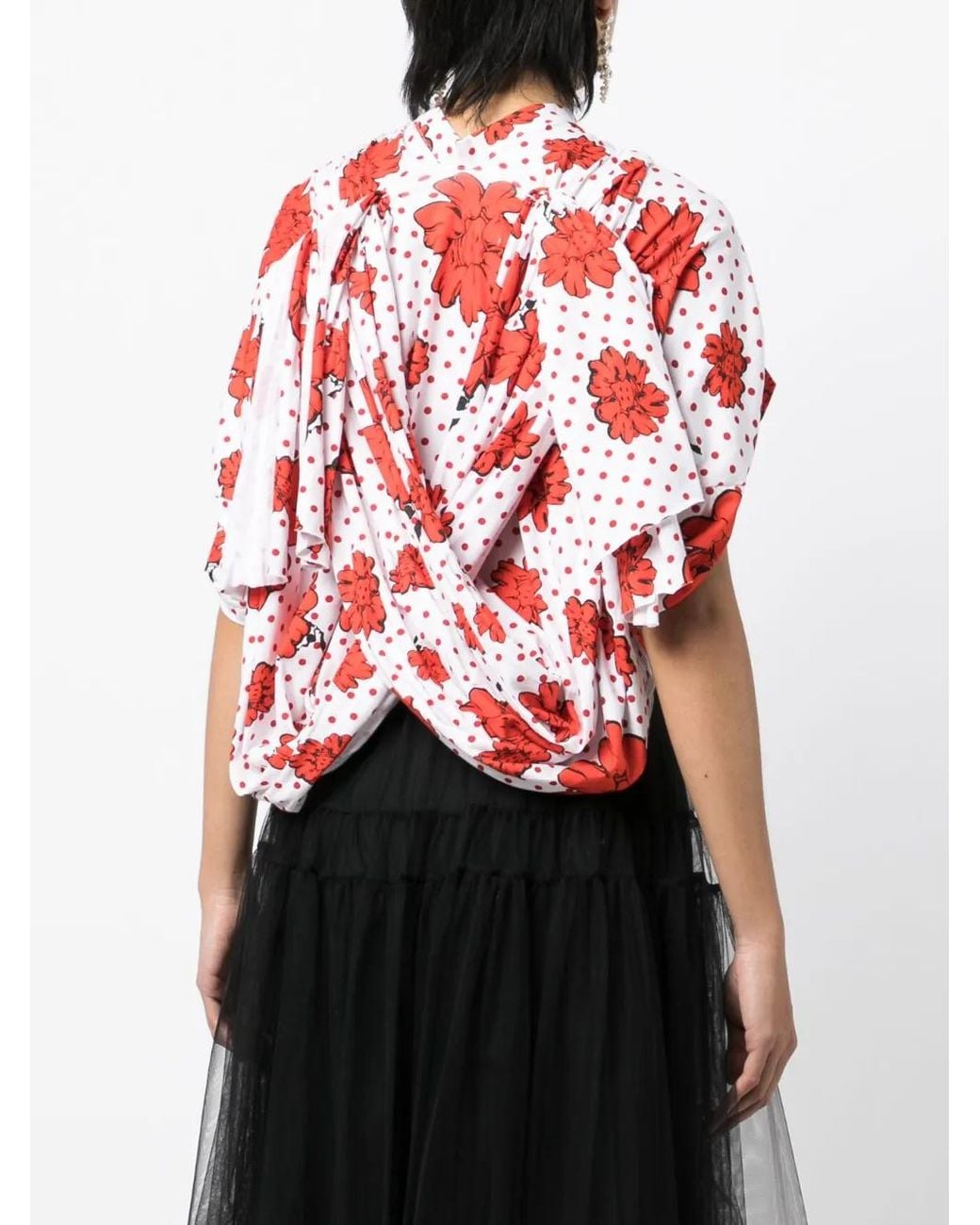 Comme des Garçons Red X Shun Sudo Printed Ruffle-Detail Shirt
