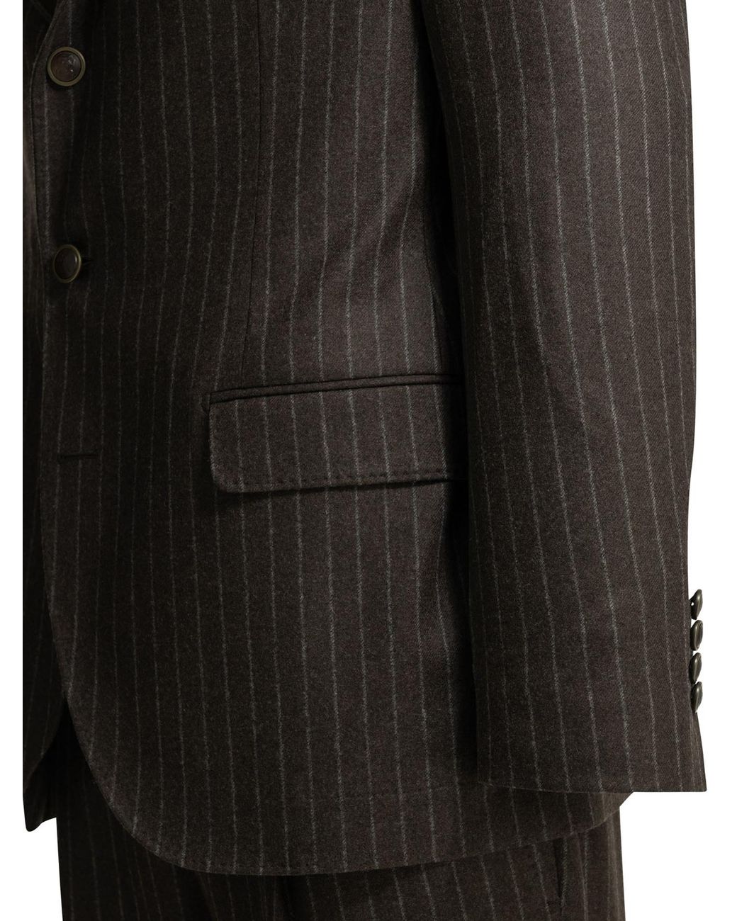 Brunello Cucinelli Black Pinstripe Single-Breasted Suit for men