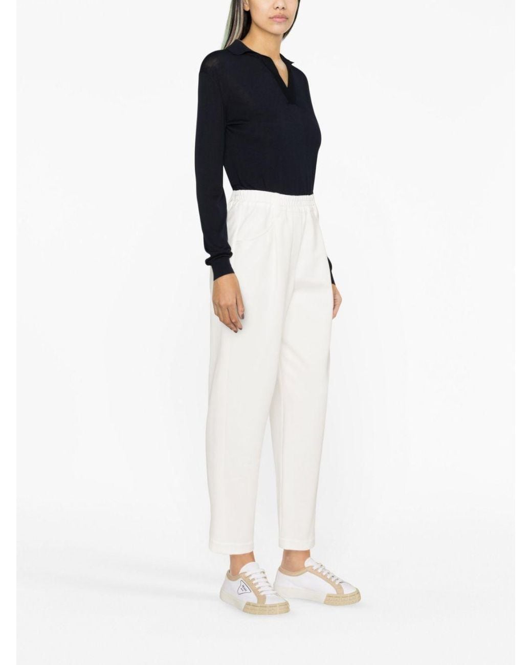 Brunello Cucinelli White Straight-Leg Cropped Pants