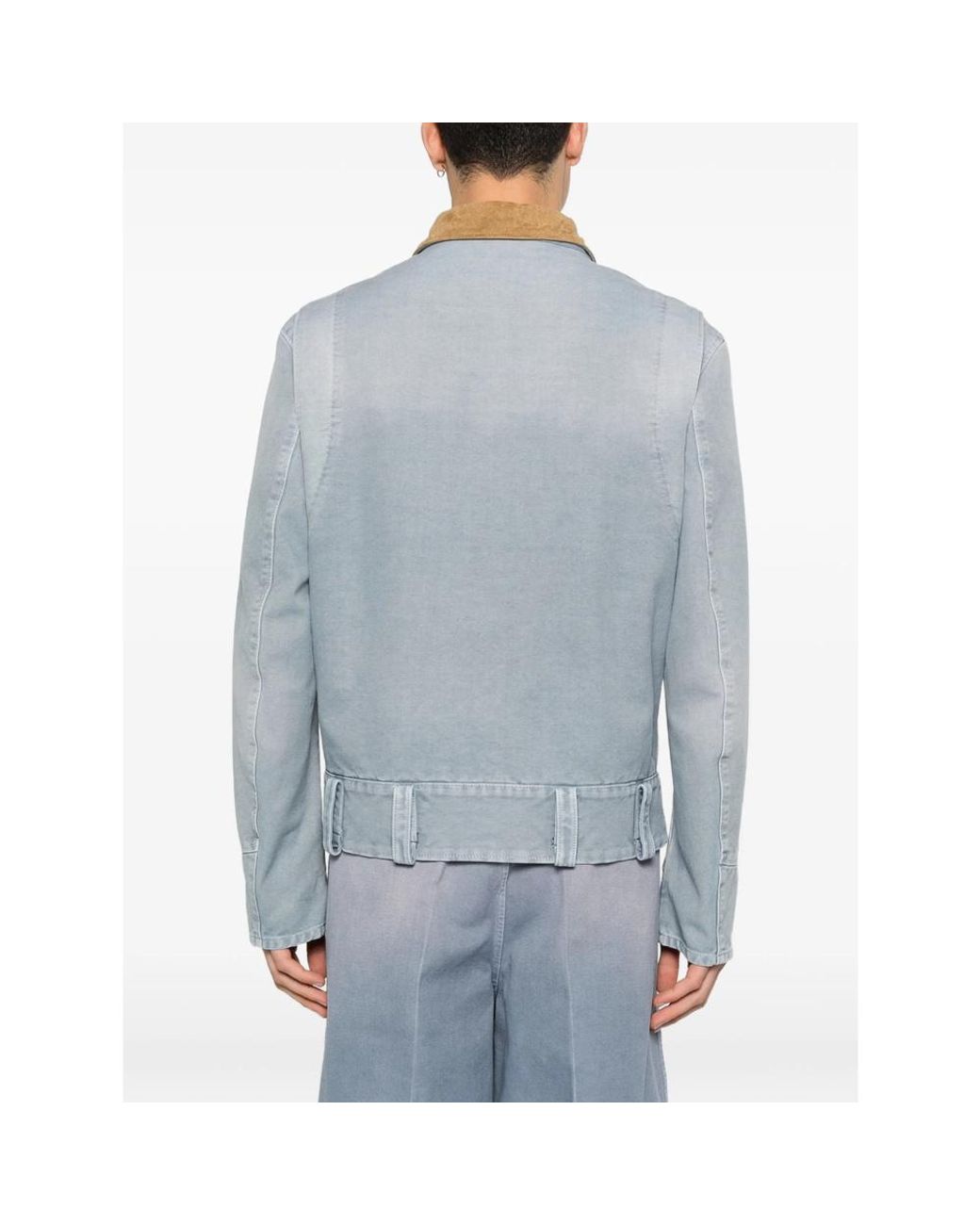 Marni Blue Contrast Collar Zip Jacket for men