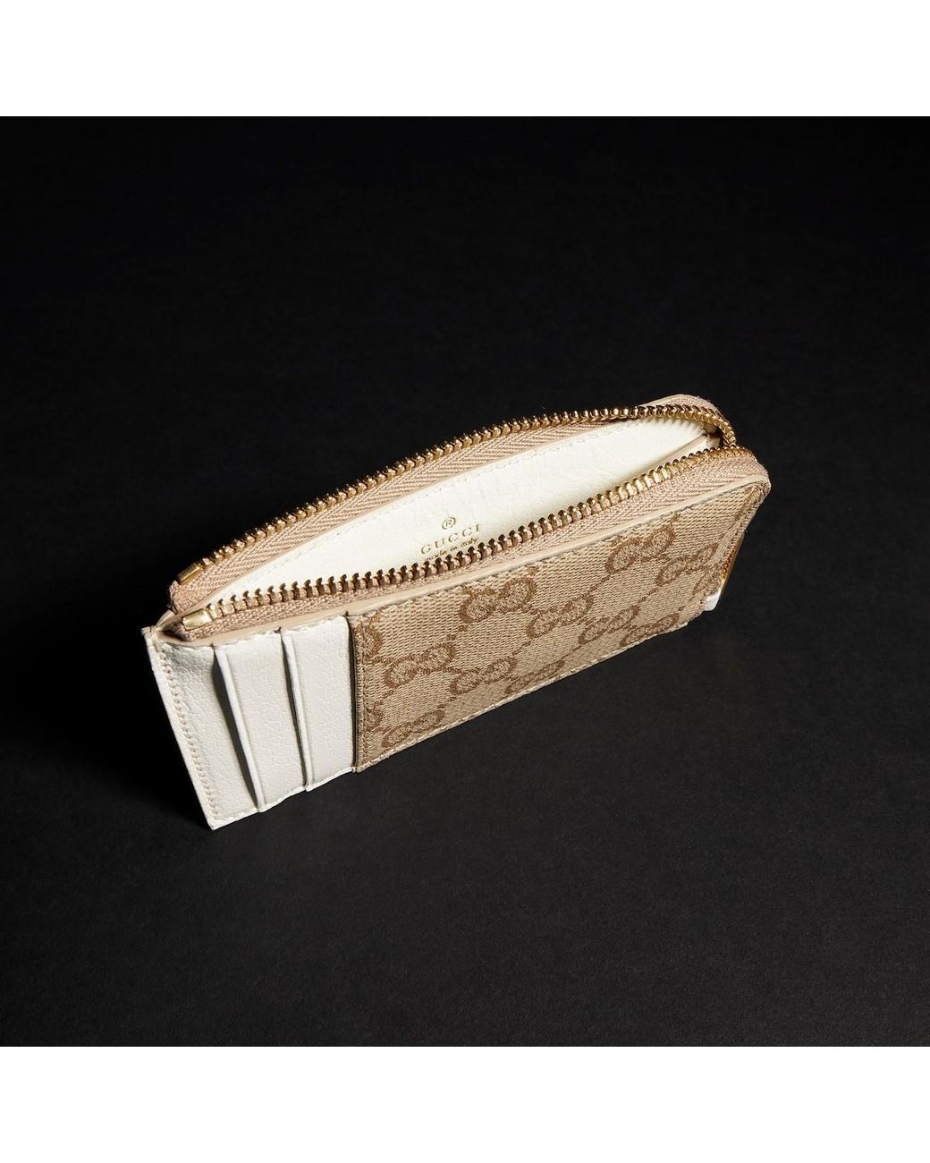 Gucci Natural Zip Card Case With Color Slots
