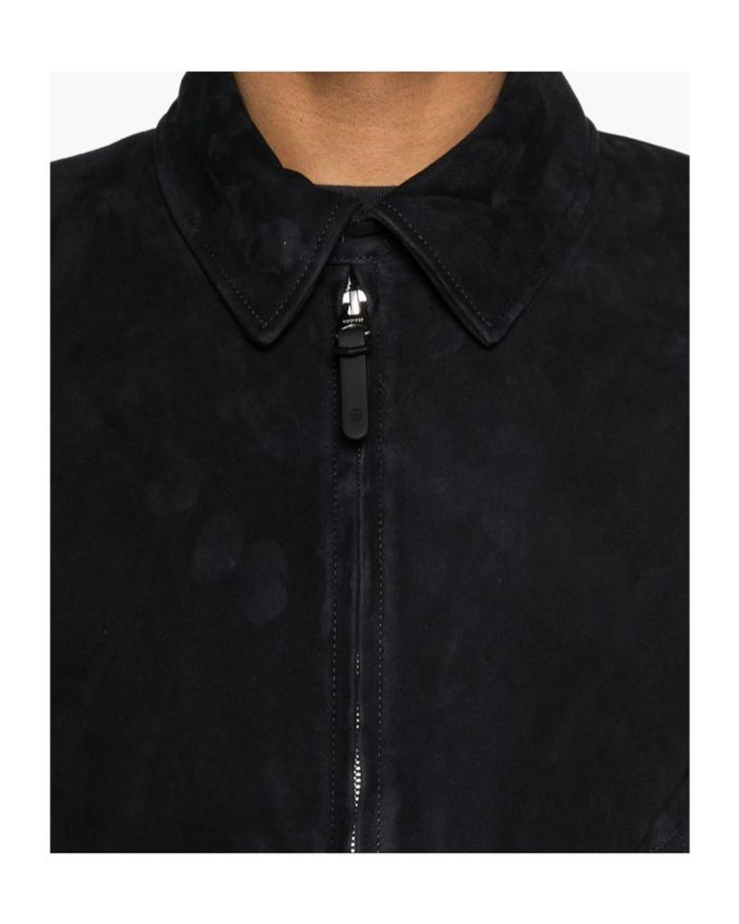 Mackage Black Zip Suede Bomber Jacket for men
