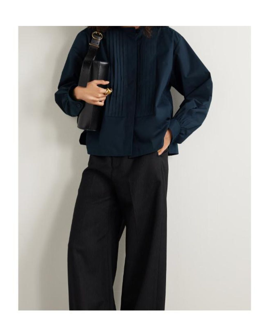 Jil Sander Blue Pleated Long-Sleeve Shirt