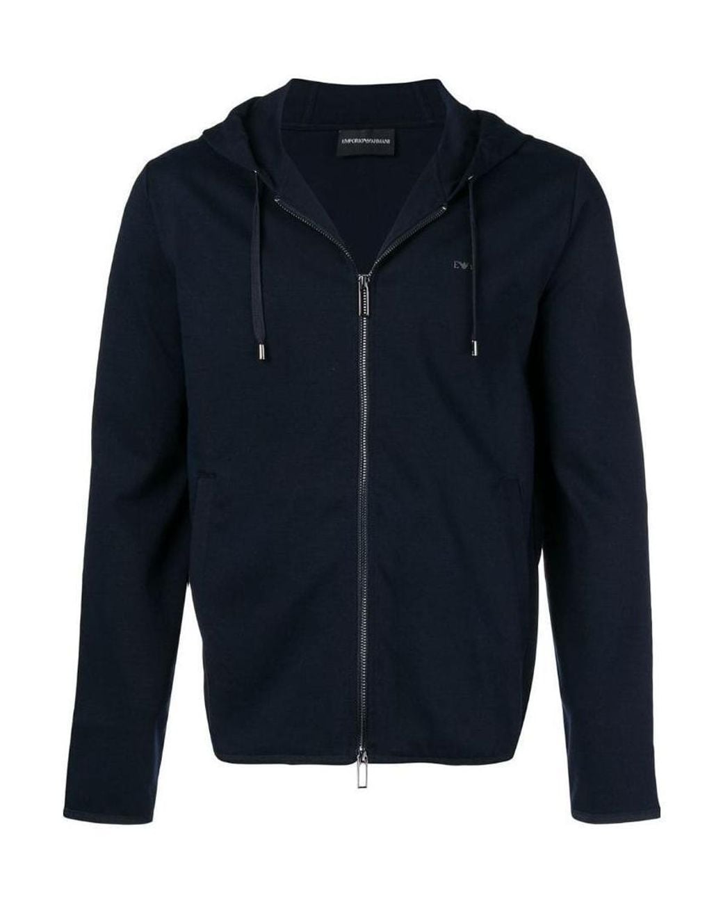 Emporio Armani Blue Zipper Hooded Jacket for men