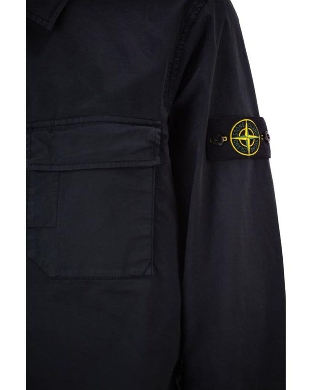 Stone Island Blue Compass Badge Overshirt for men