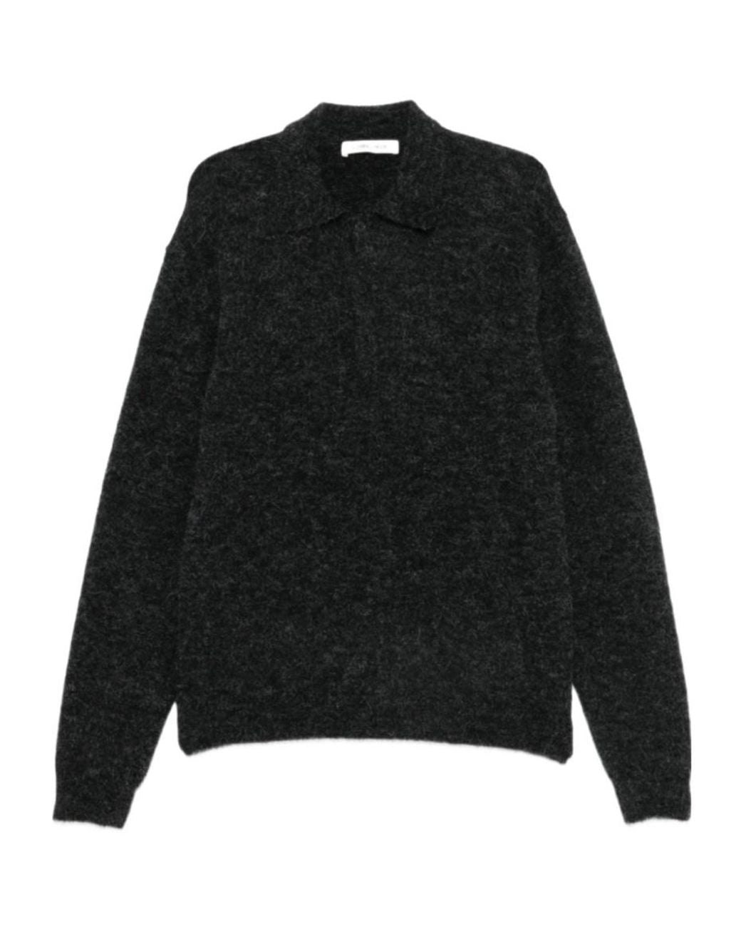 sunflower Black Long-Sleeved Knitted Polo Shirt for men