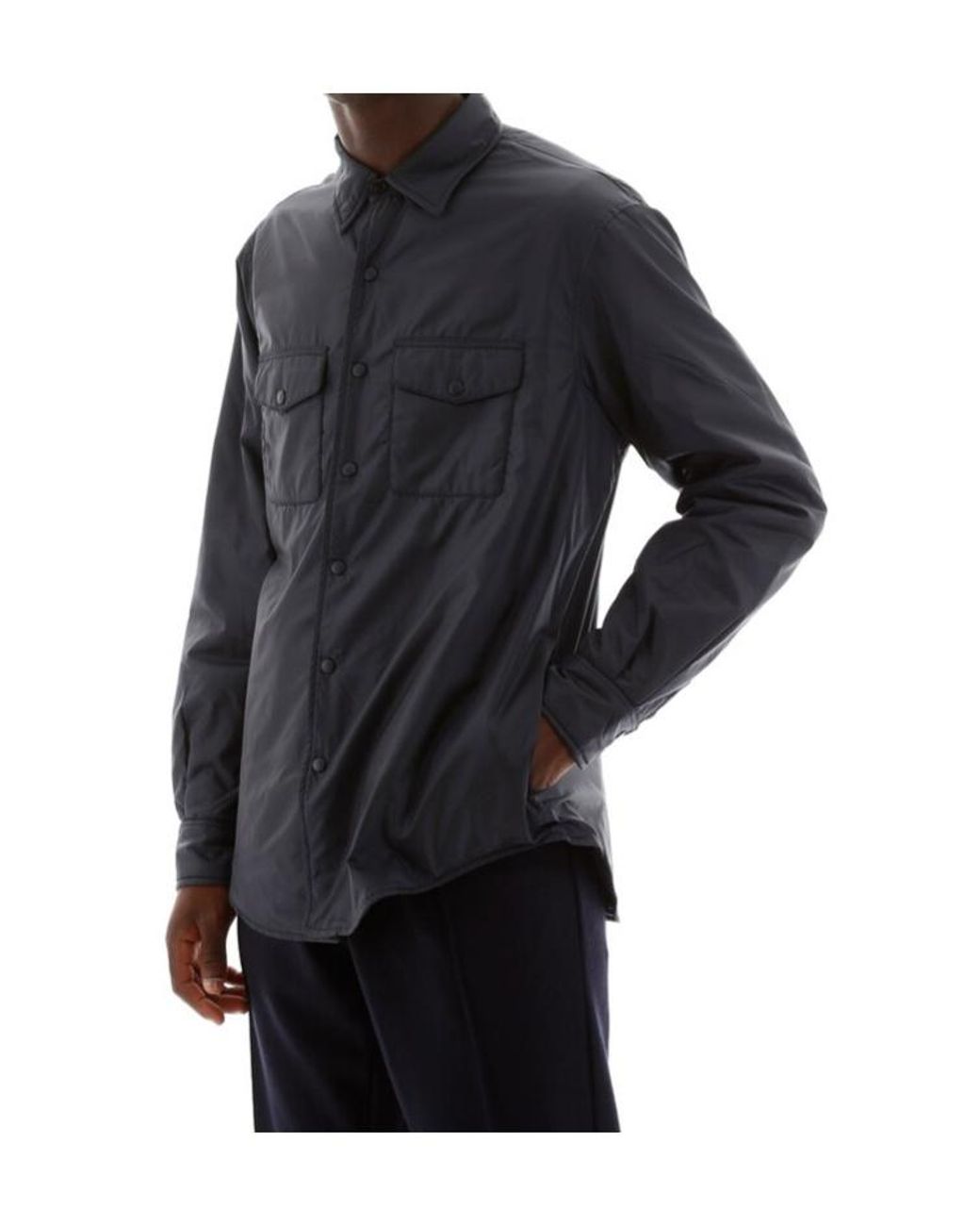 Aspesi Blue Chest-Pocketed Buttoned Shirt Jacket for men