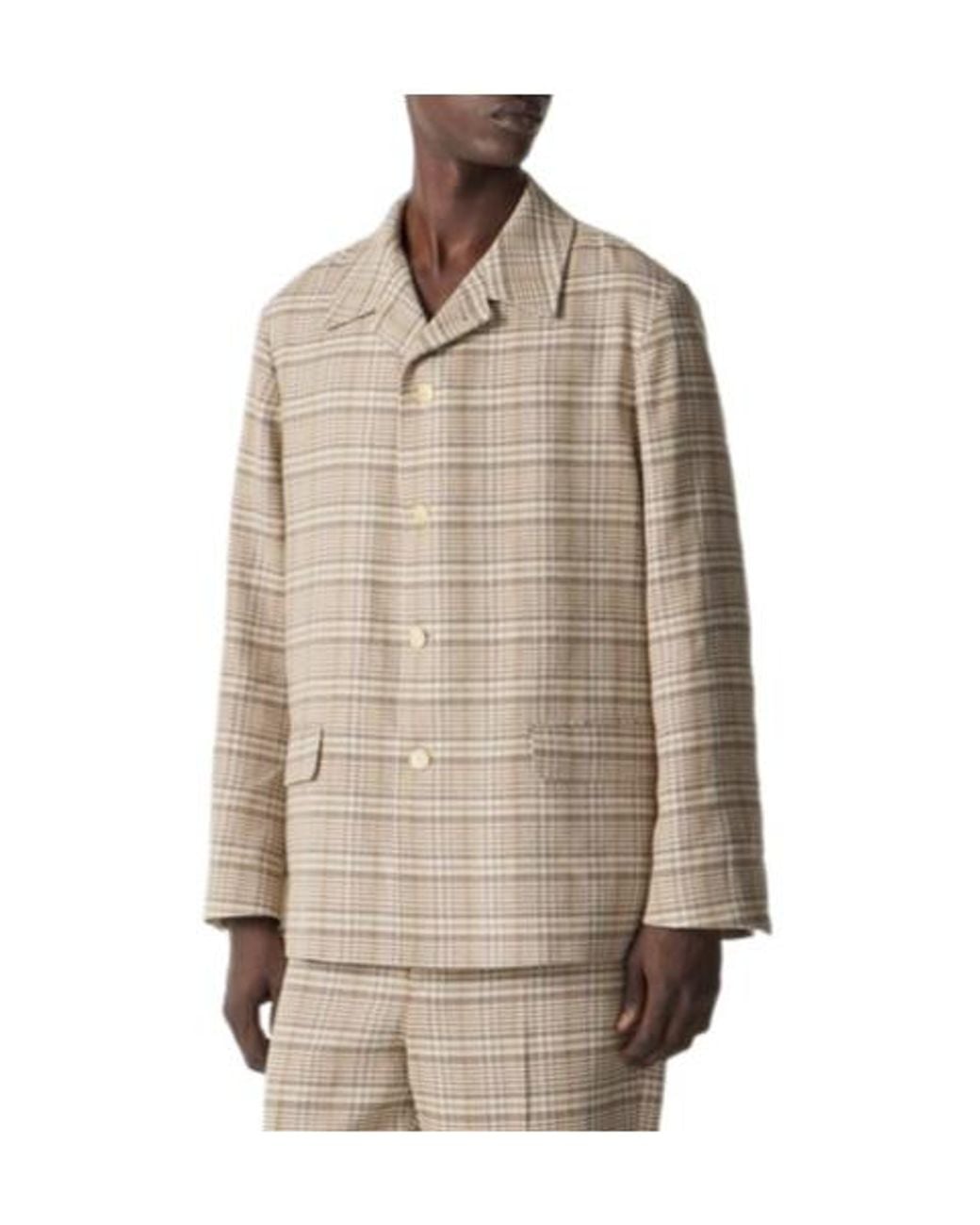 Auralee Natural Plaid Coat for men
