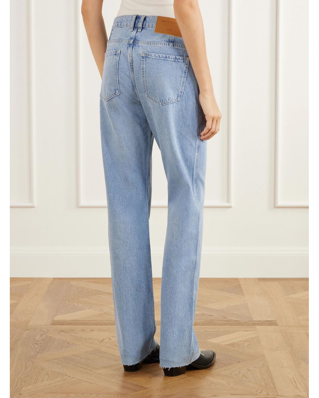 Guest In Residence Blue Straight-Leg High-Waisted Jeans