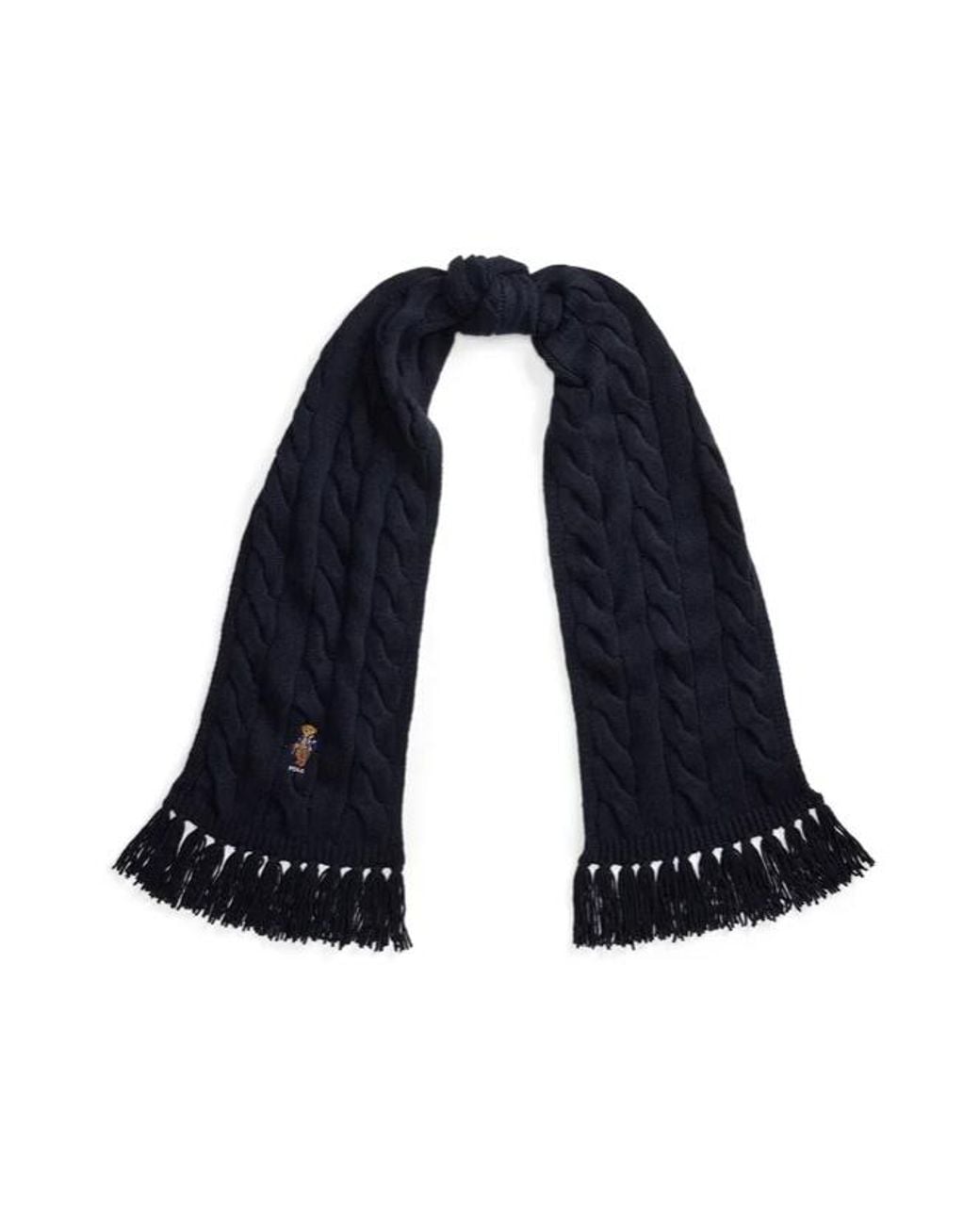 Polo Ralph Lauren Blue Polo Bear Cable-Knit Scarf