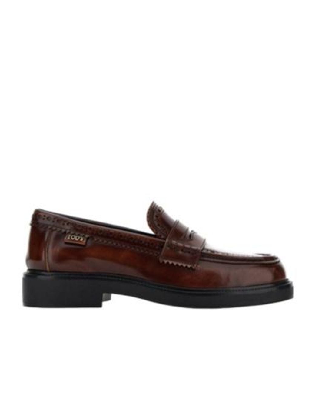 Tod's Brown Brogue-Trim Almond Toe Loafers