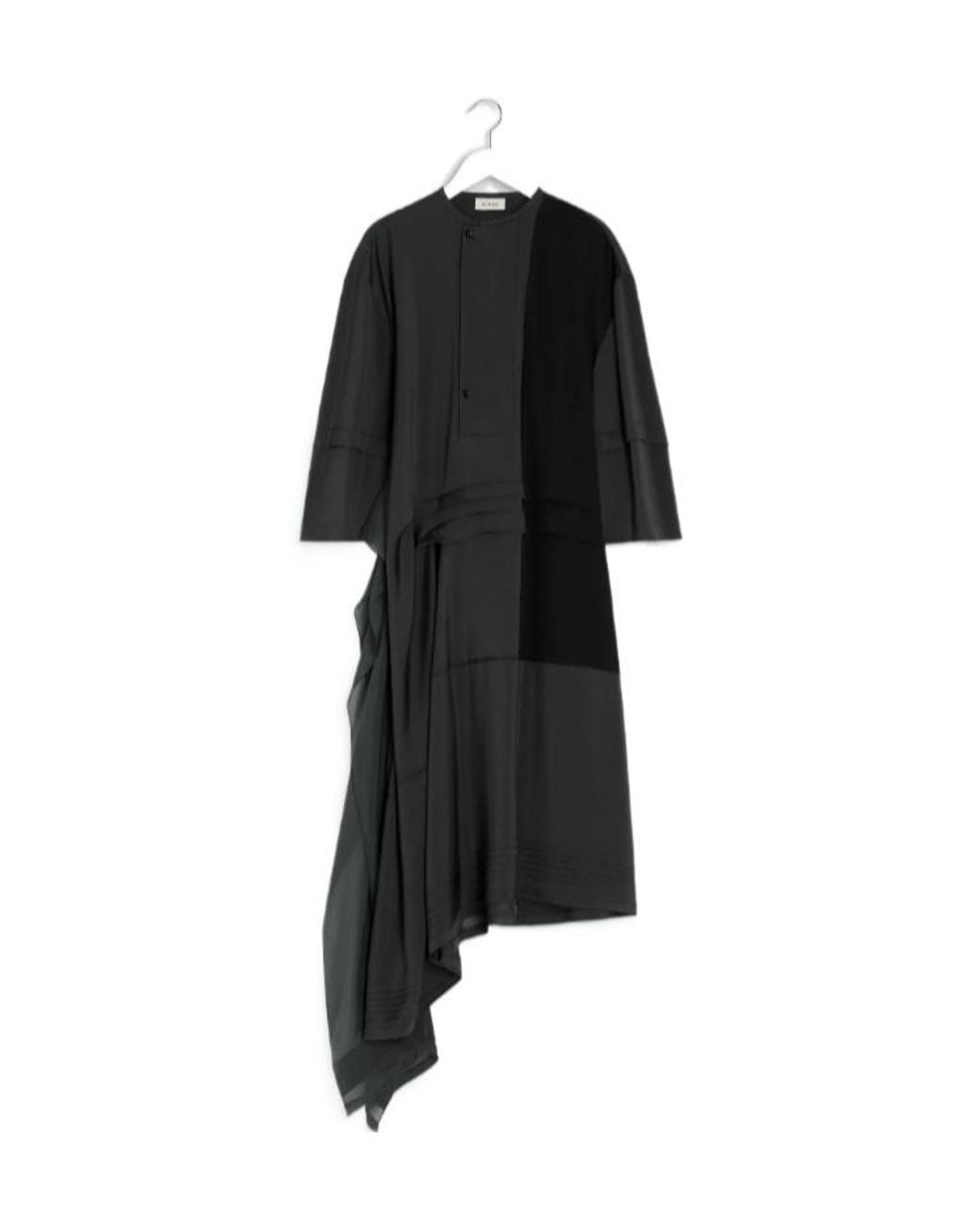 Lemaire Black Asymmetrical Pleated Blouse Dress