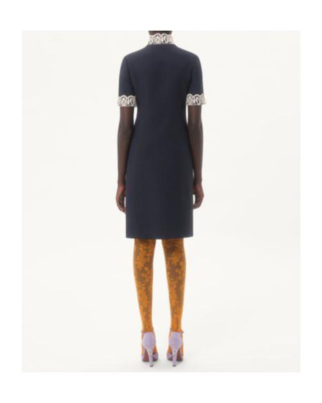 Valentino Blue Lace Detailed Button-Up Dress