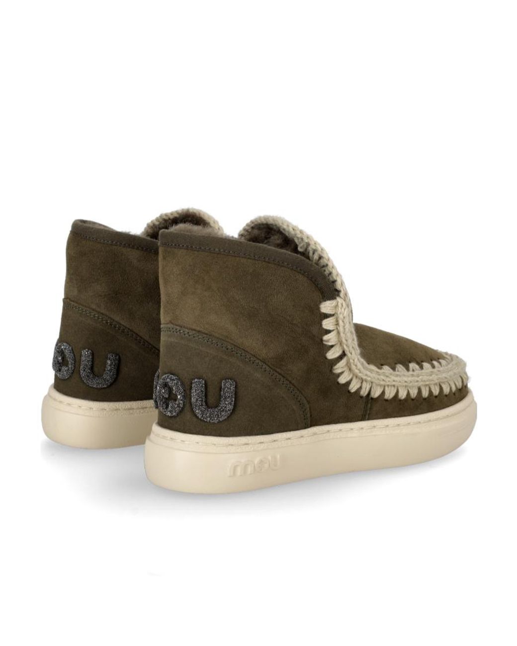 Mou Brown Sewing Detail Design Round Head Short Boots