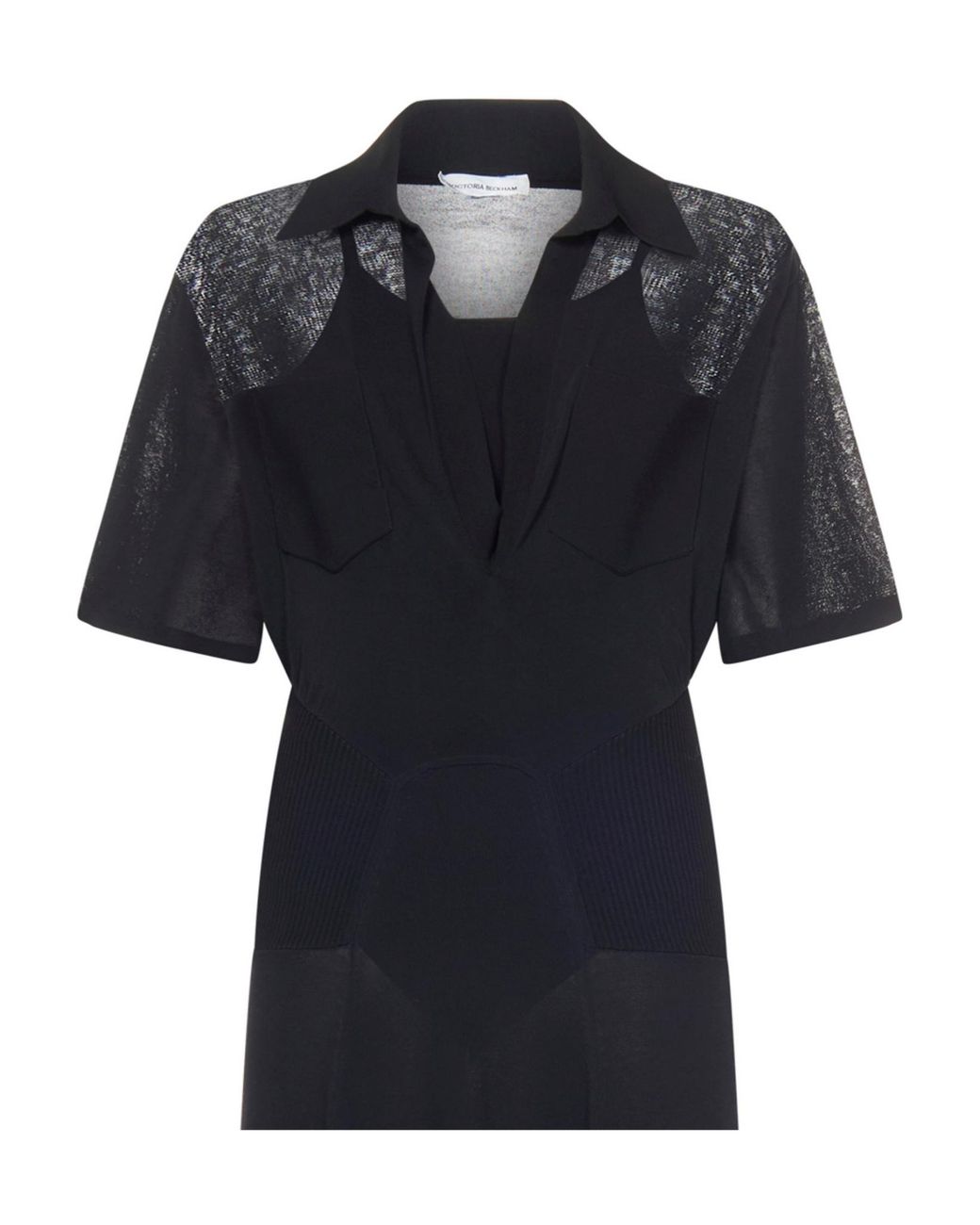 Victoria Beckham Black Plunging V-Neck Knitted Dress