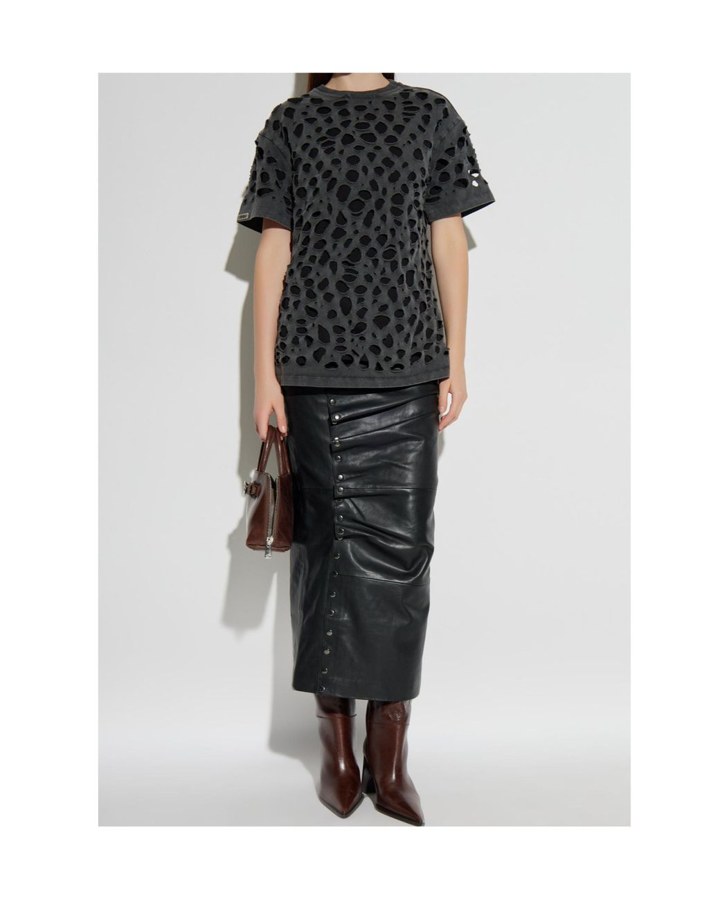 AVAVAV Black Cut-Out Detailed T-Shirt