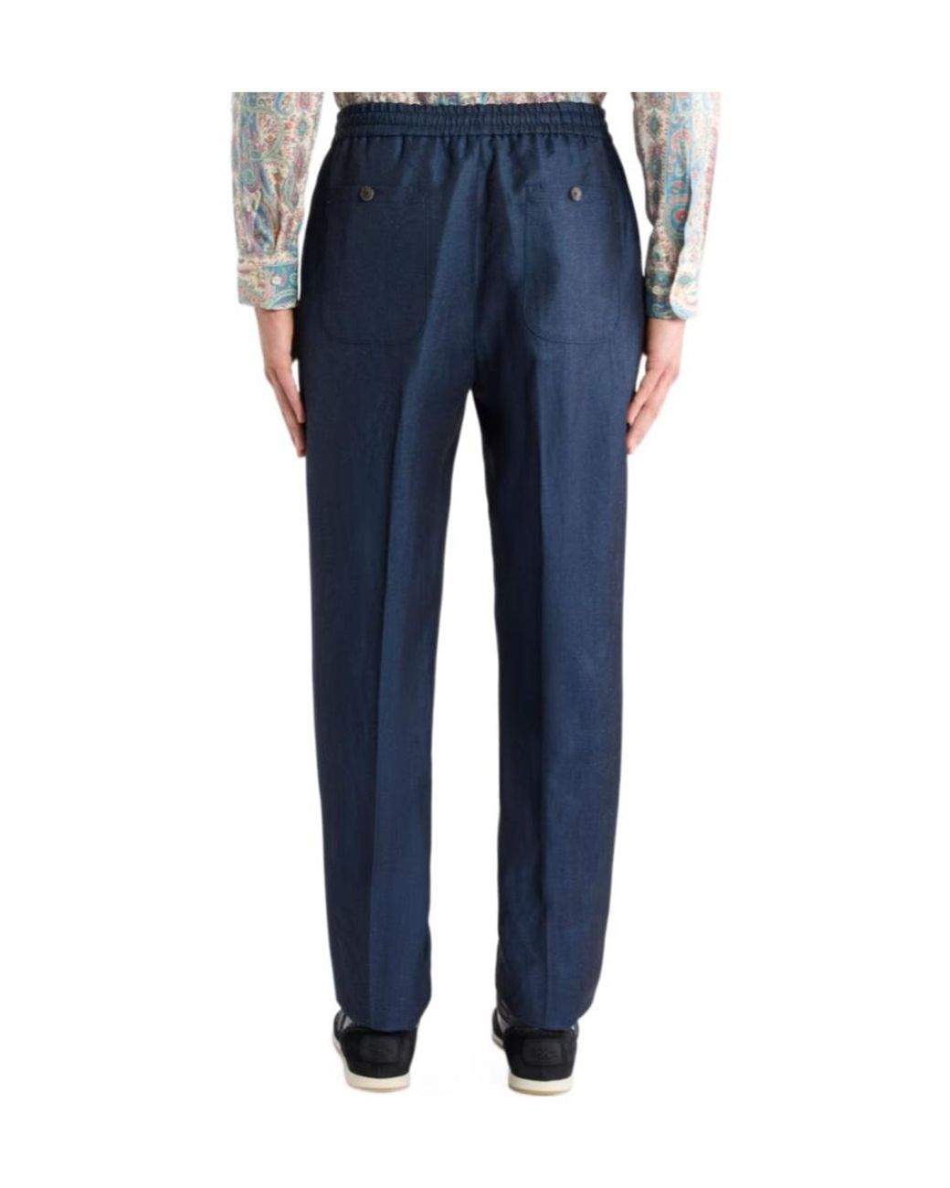 Etro Blue Drawstring Tapered Leg Trousers for men