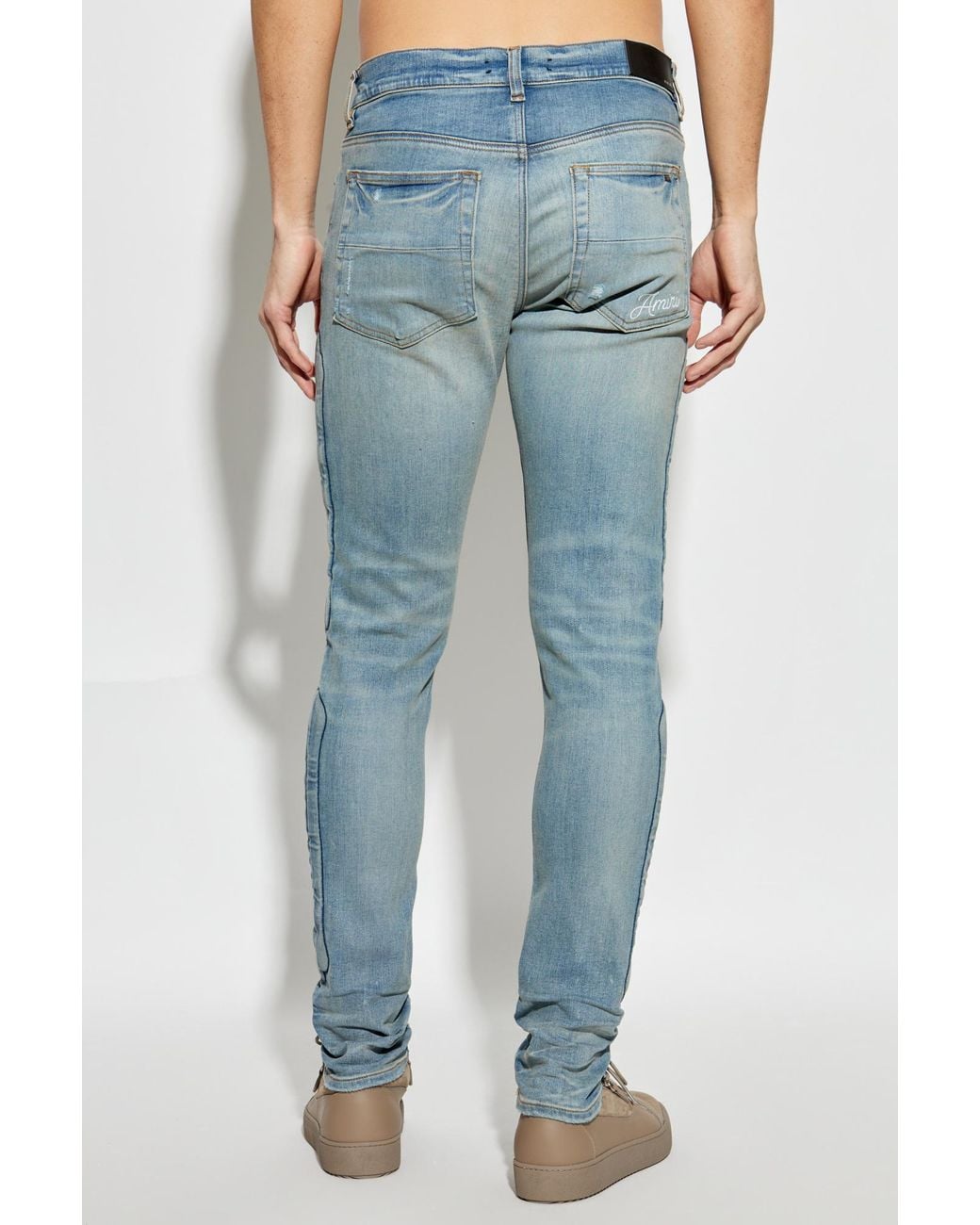 Amiri Blue Bone Detailed Skinny Jeans for men