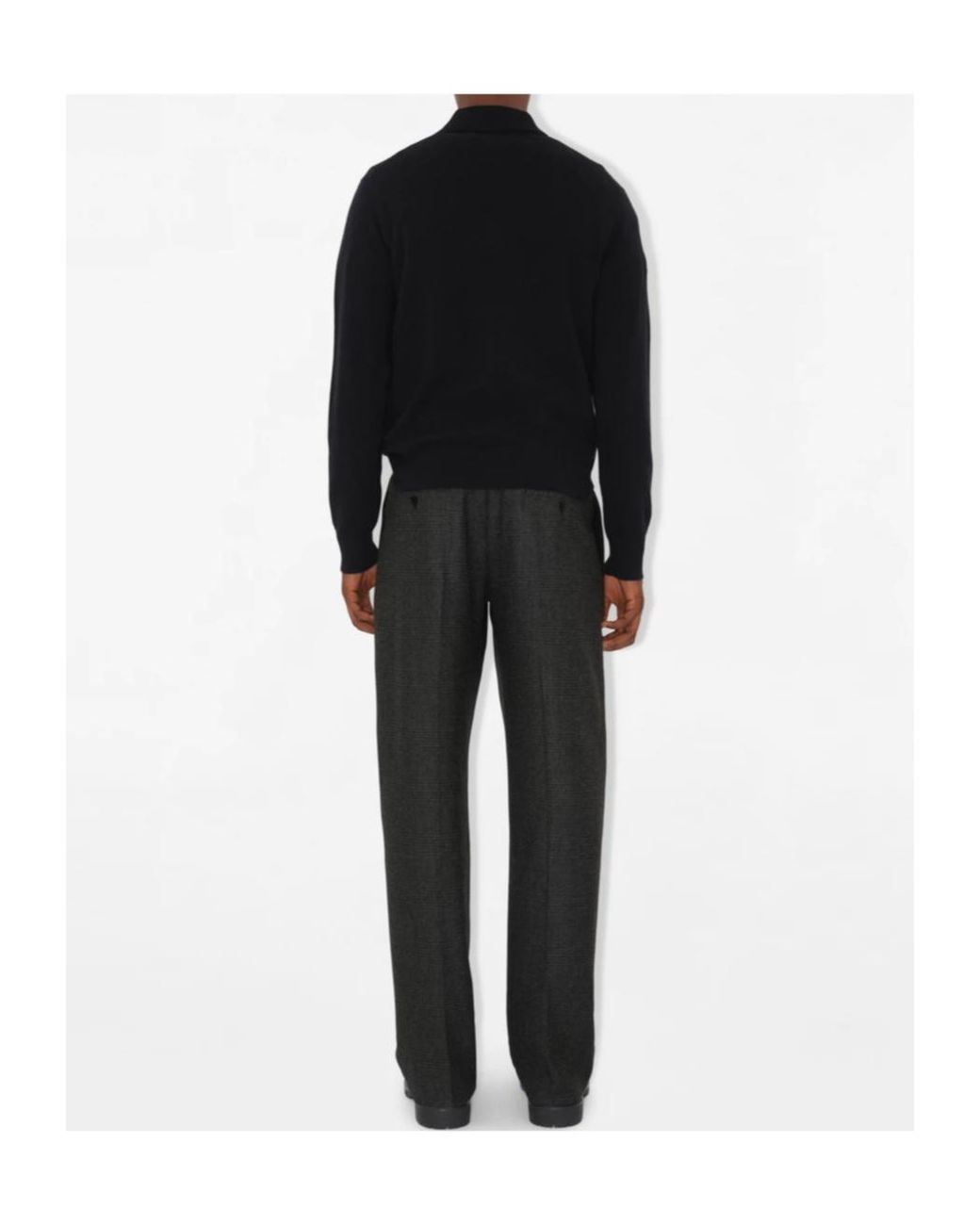 Burberry Black Ekd Embroidered Long-Sleeved Polo Shirt for men