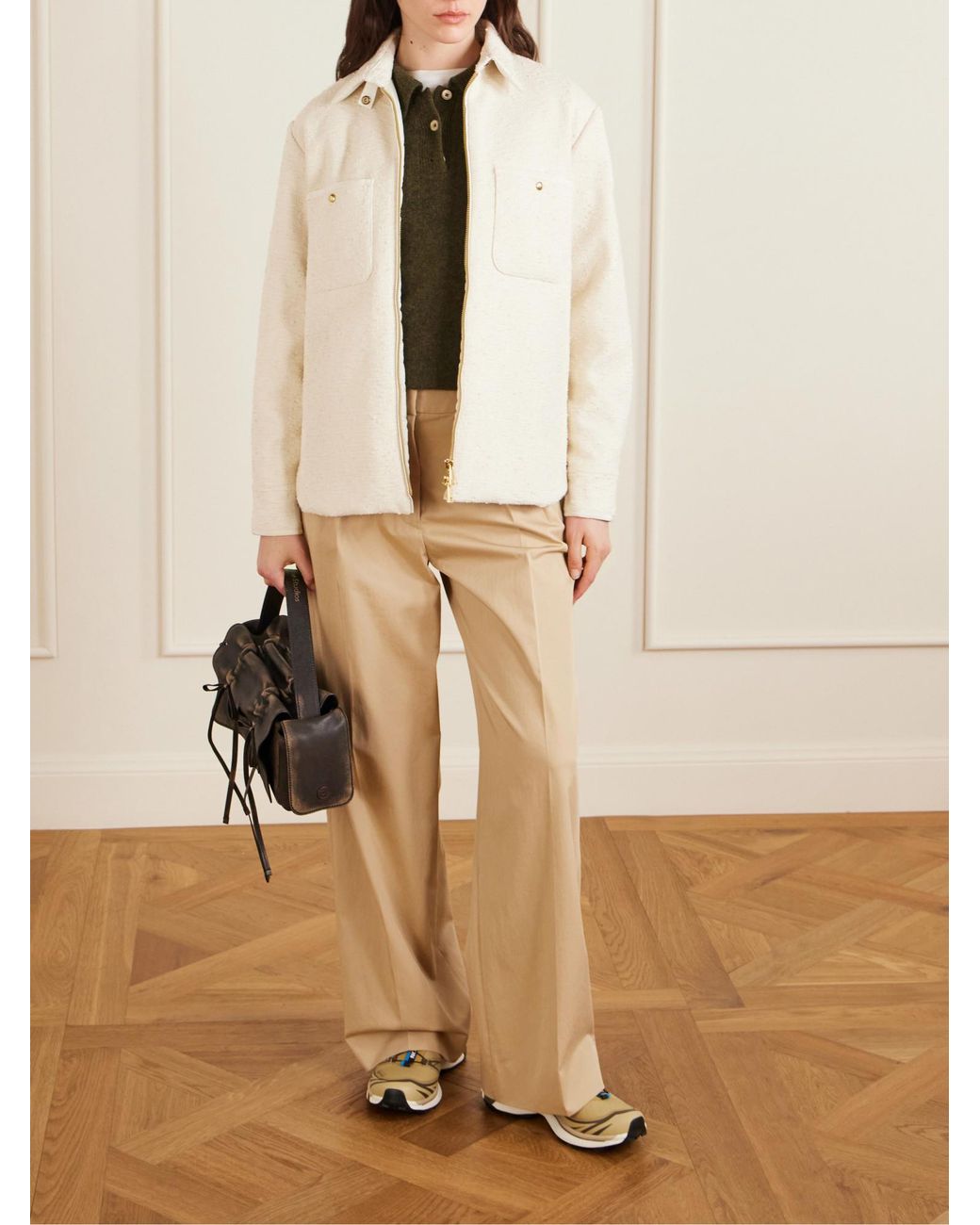 Moncler Natural Zip-Up Padded Shirt Jacket