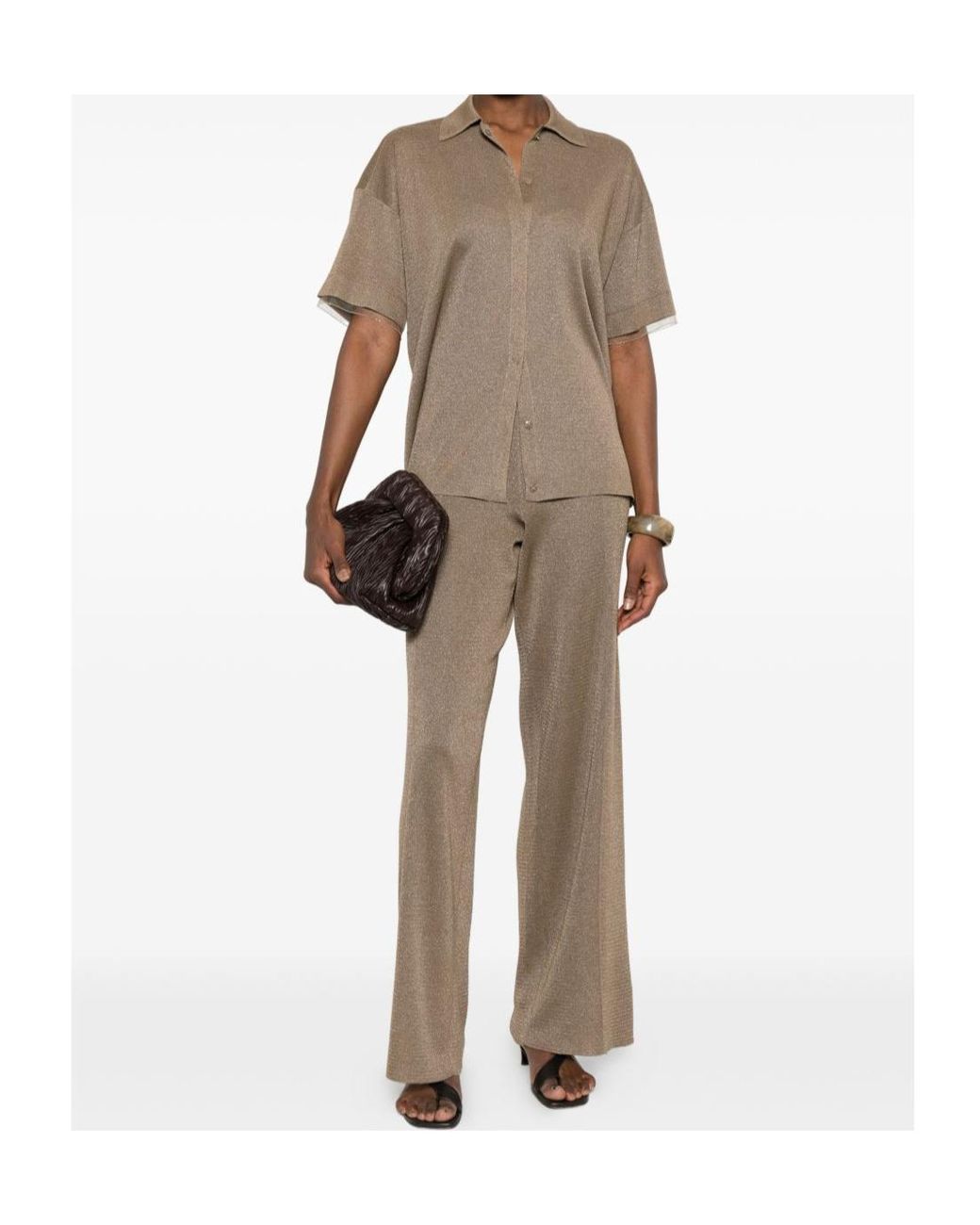 Fabiana Filippi Natural Polo Collar T-Shirt
