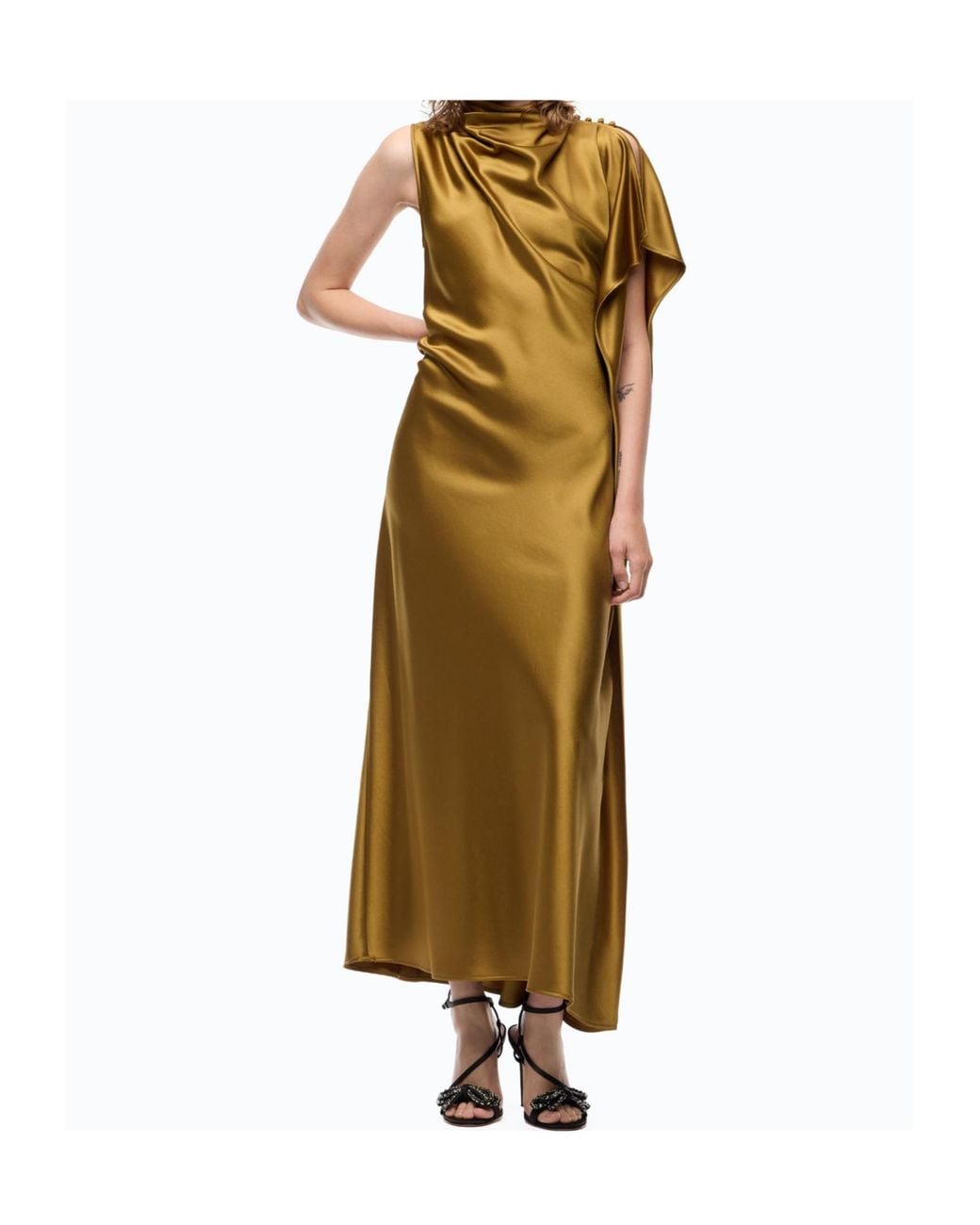 Pinko Metallic Draped Cutout-Detail Dress