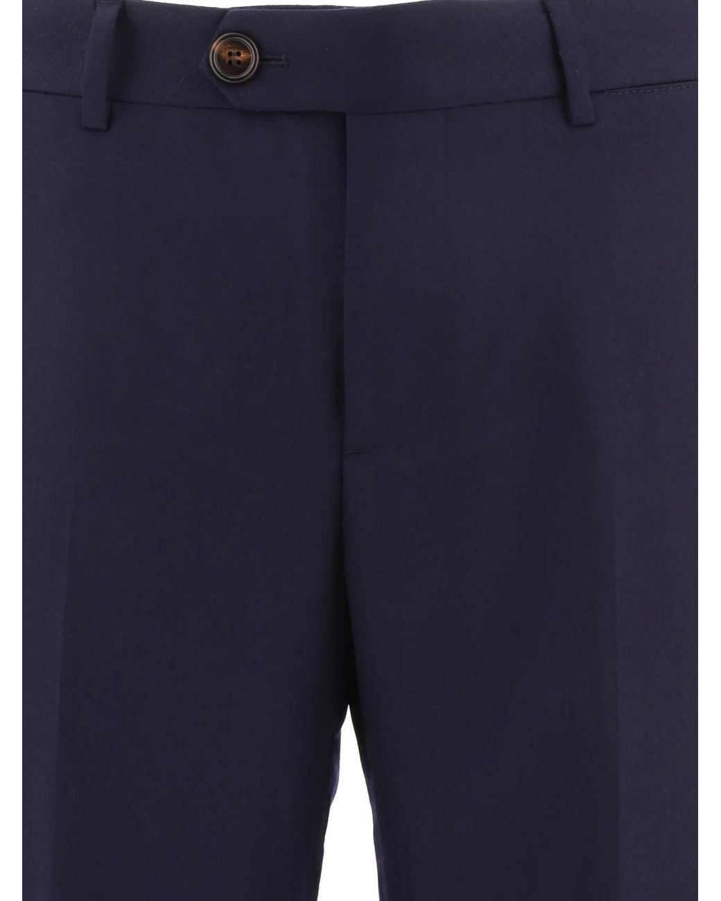 Brunello Cucinelli Blue Mid-Rise Tailored Trousers for men