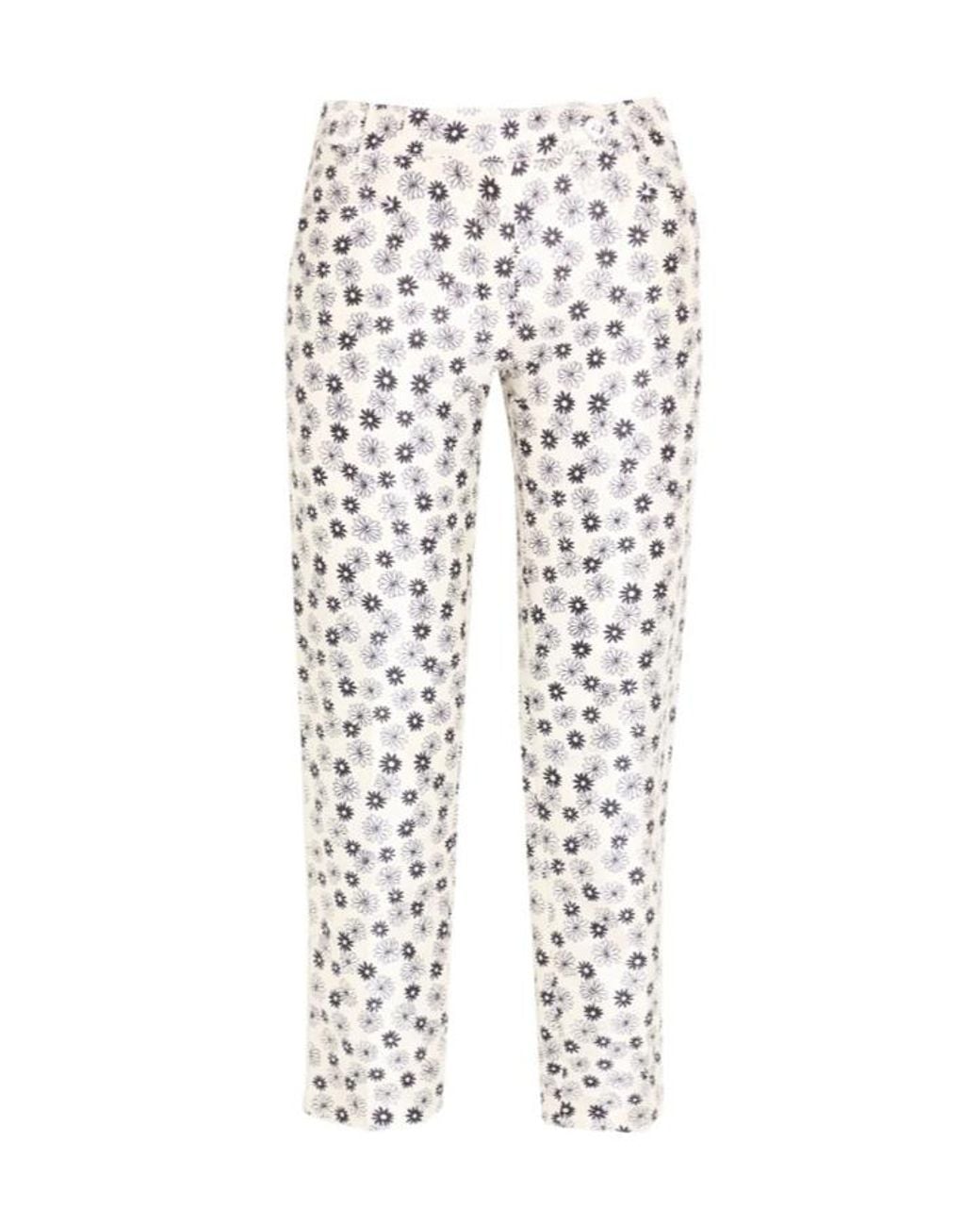 Dolce & Gabbana White Slimfit Floral Printed Tailored Trousers