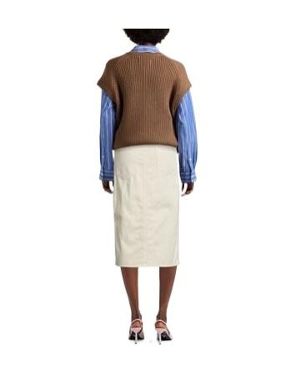 Isabel Marant Natural Stitched Panel Straight-Cut Midi Skirt