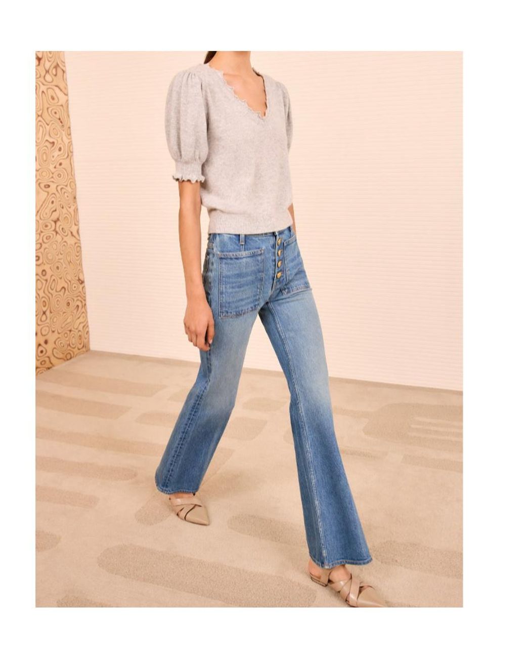 Ulla Johnson White Polline Puff-Sleeve Knitted Top