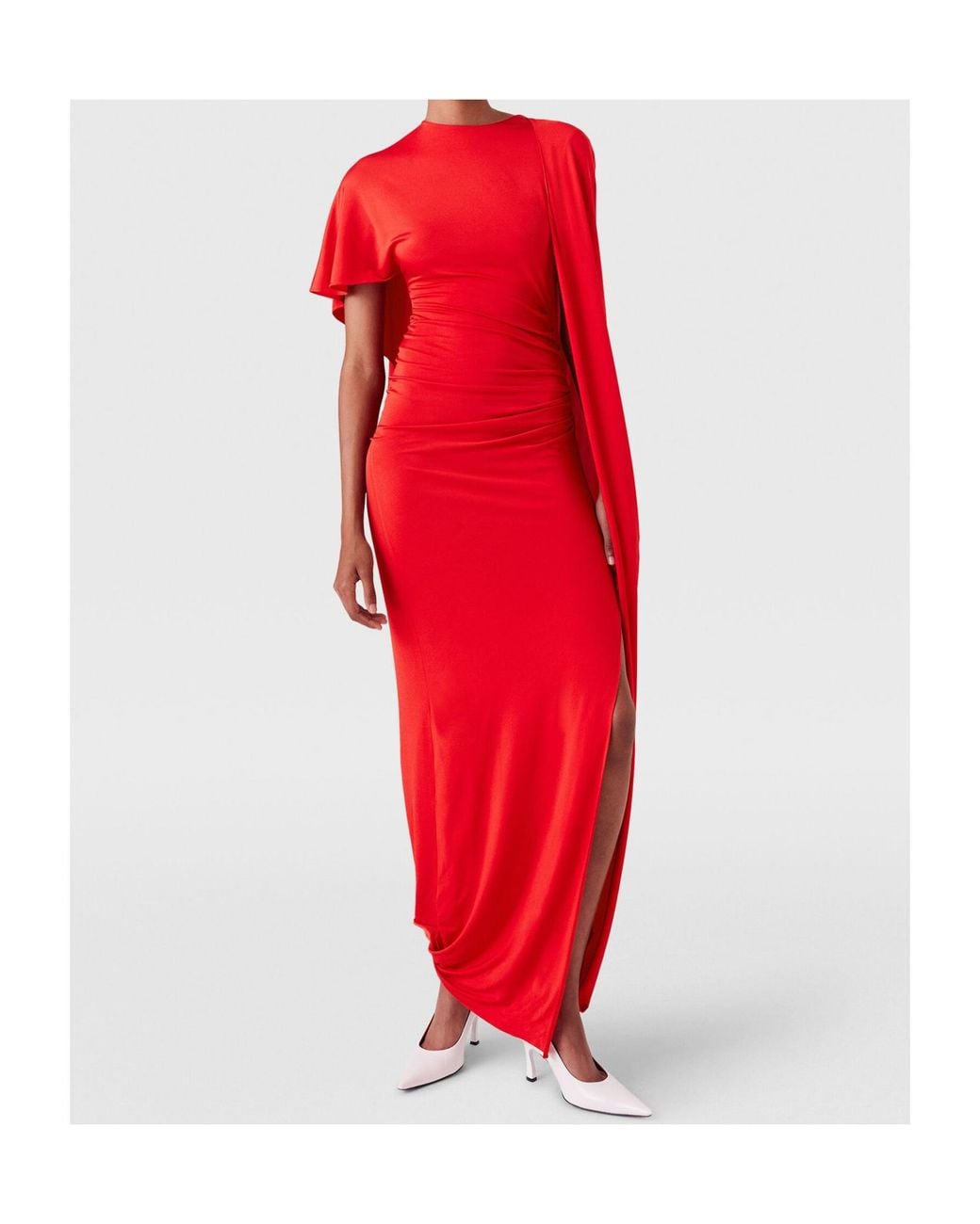 Stella McCartney Red Asymmetric Cape Maxi Dress